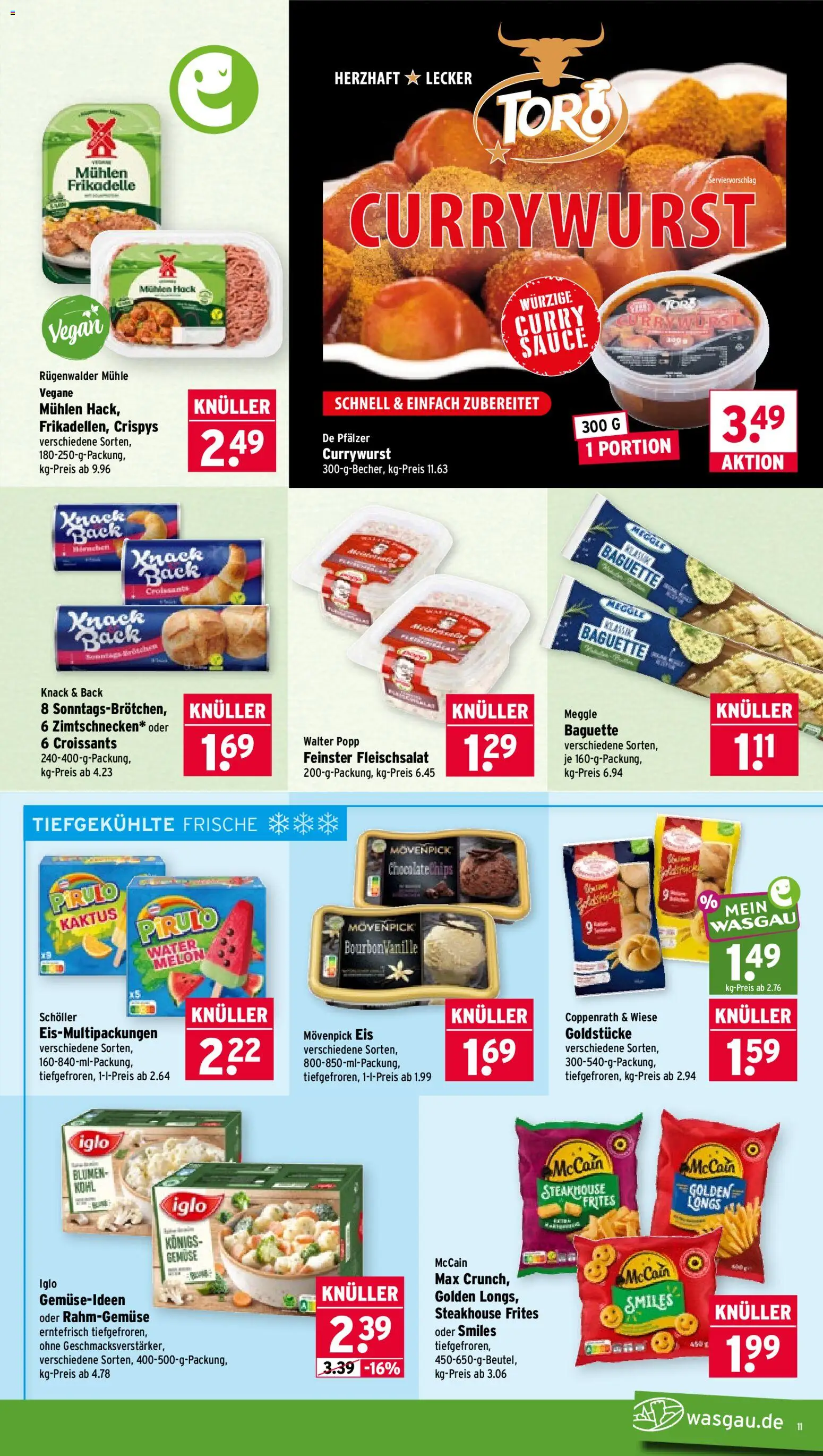 Wasgau Prospekt – gültig ab 19.10.2026 | Seite: 11 | Produkte: Iglo, McCain, Croissant, Gemüse