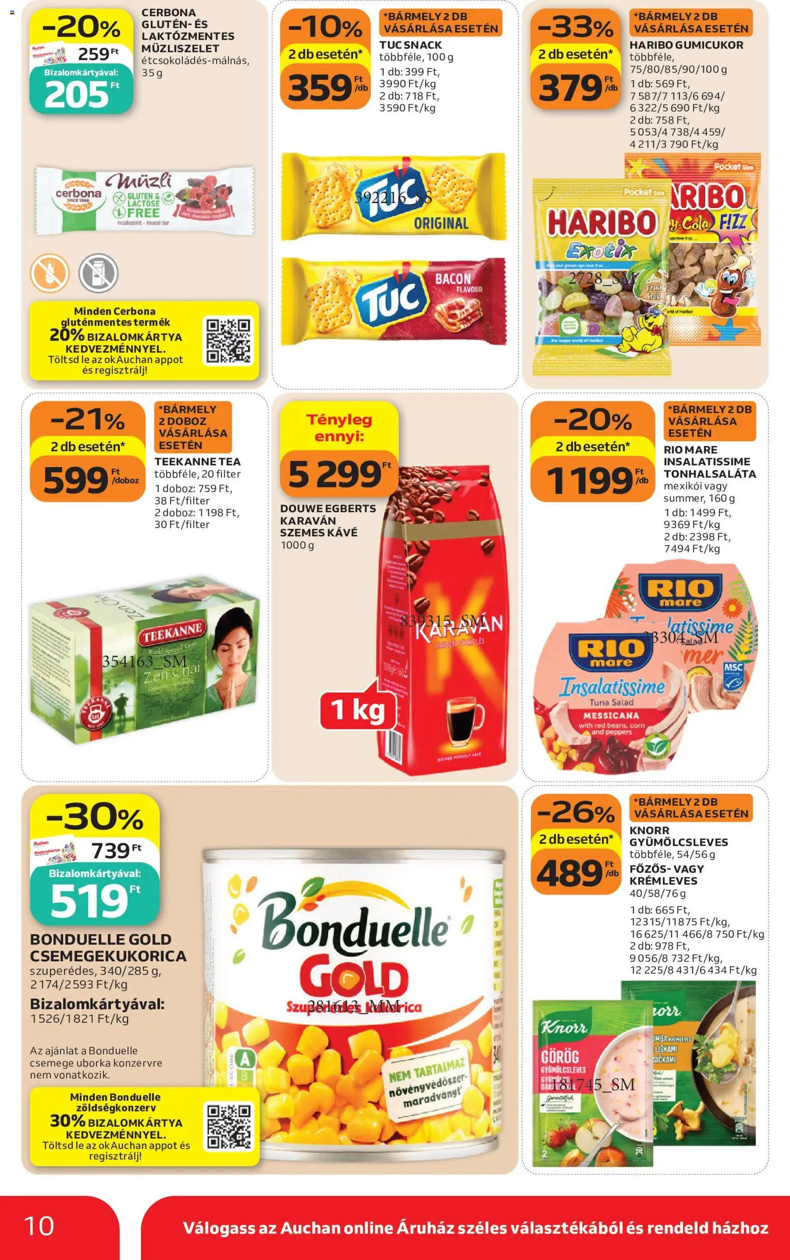 Auchan akciós ujság - amely érvényes a következő dátumtól: 2026.10.08. | Oldal: 10 | Termékek: Knorr, Lé, Csemege uborka, Szemes kávé