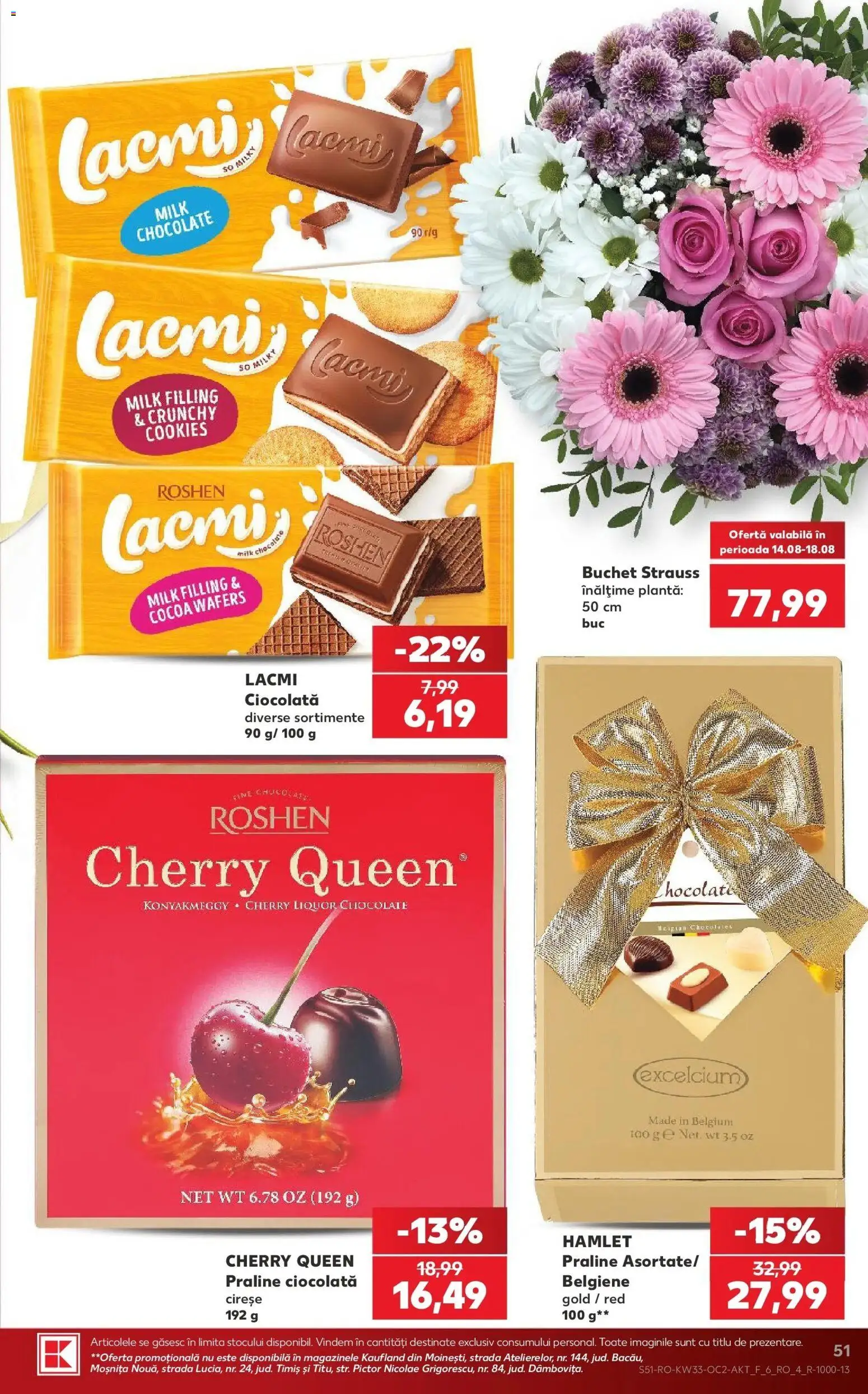 Kaufland Craiova 12.08.2026 - Revista si Oferta | Pagină: 51 | Produse: Praline, Ciocolată, Cireșe