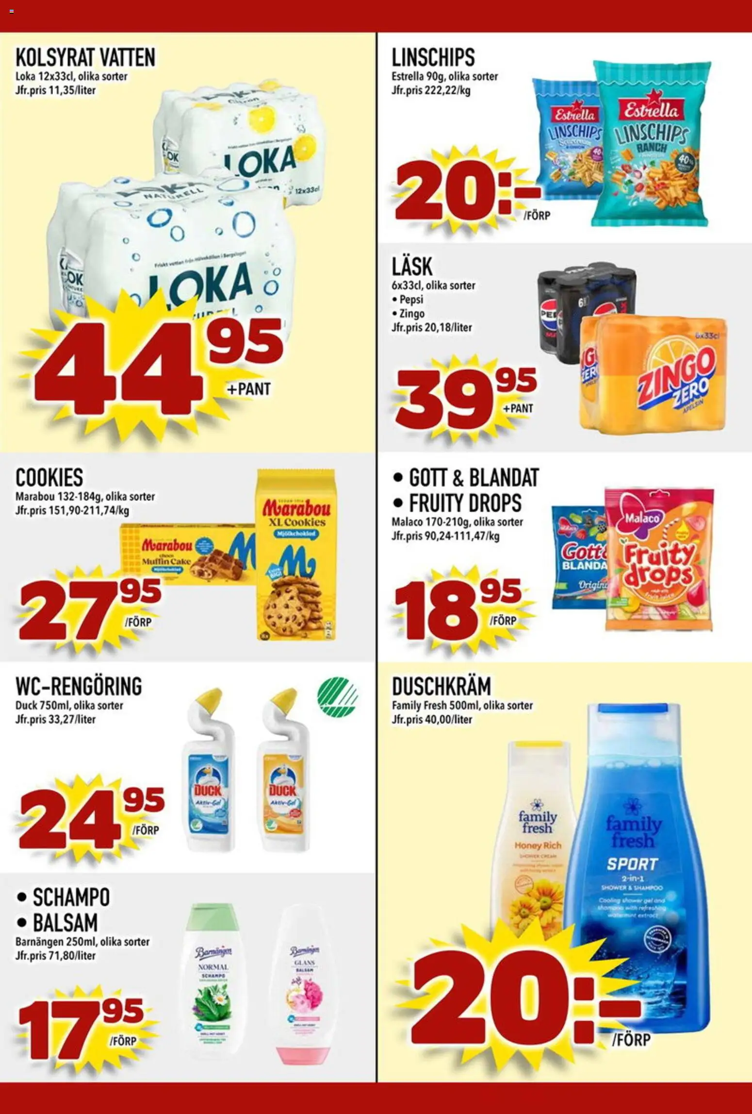 Din Mat reklamblad aktuell från 11.05.2026 | Sida: 7 | Produkter: Linschips, Schampo, Balsam, Duschkräm