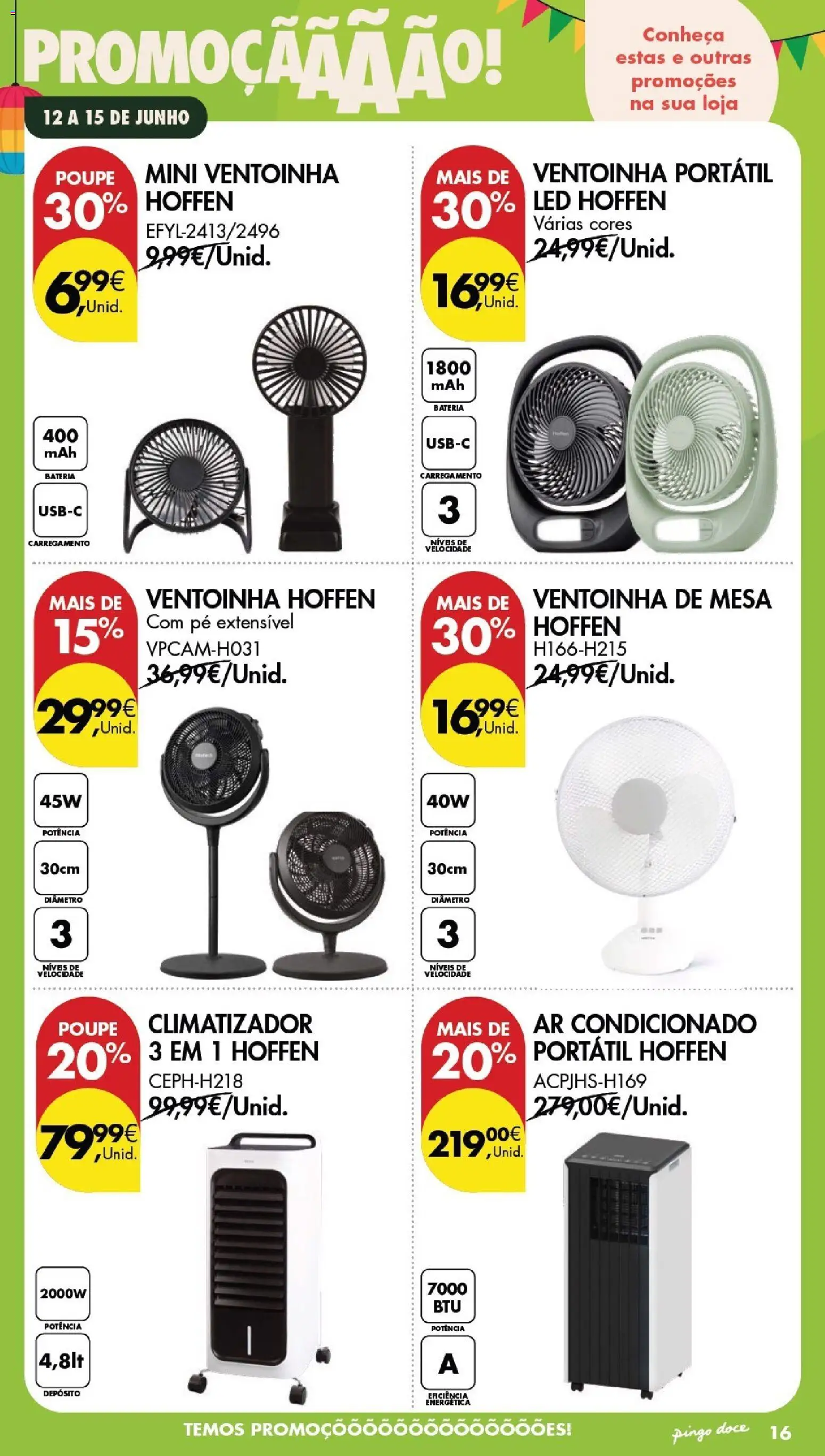 Pingo Doce Poupe este Fim de Semana │ válido de 12.06.2026 | Página: 15 | Produtos: Ar condicionado, Ventilador, Mesa, Bateria