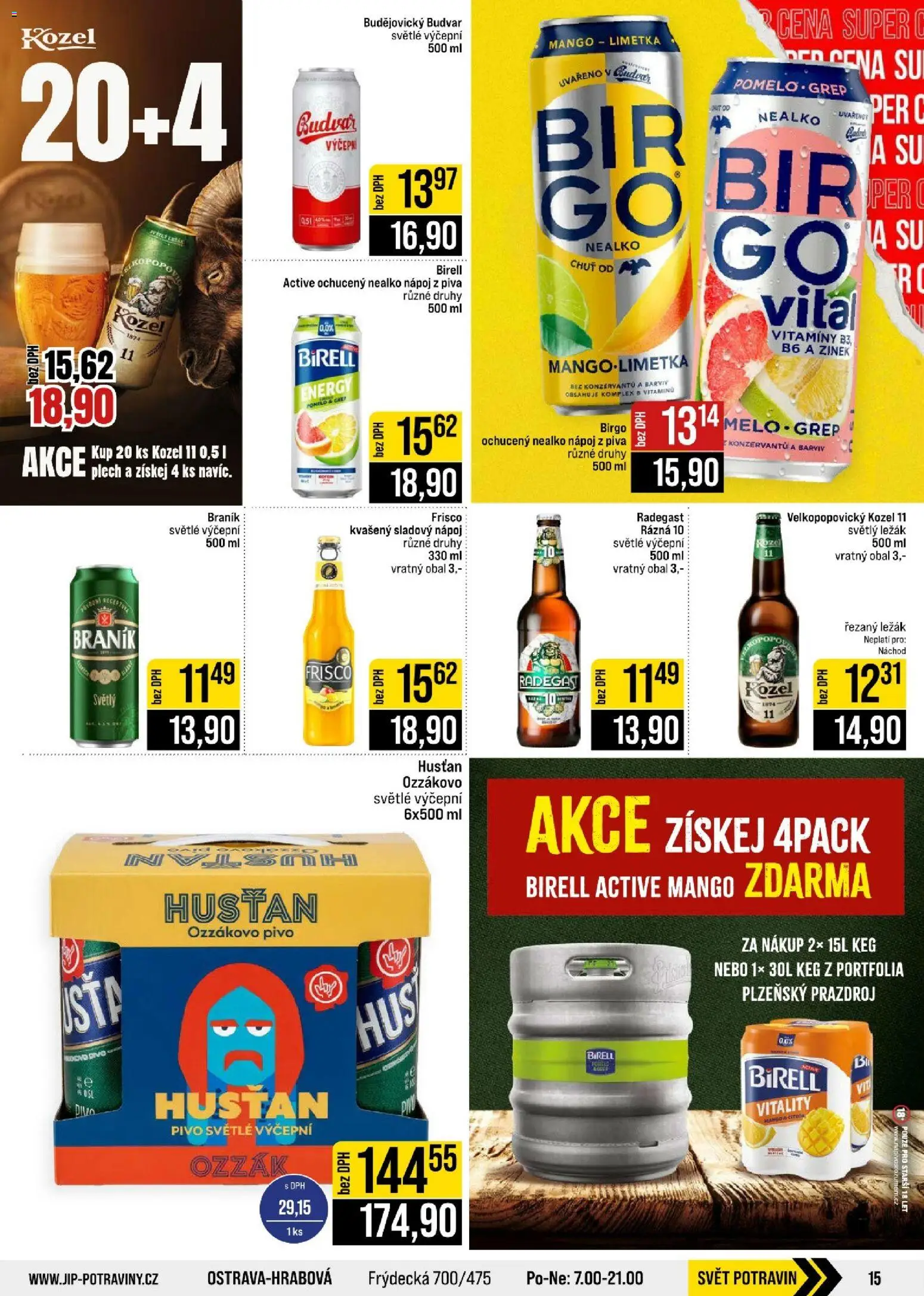 Jip leták - Cash & Carry od 12.08.2026 | Strana: 15 | Produkty: Budvar, Prazdroj, Velkopopovický Kozel, Velkopopovický Kozel 11