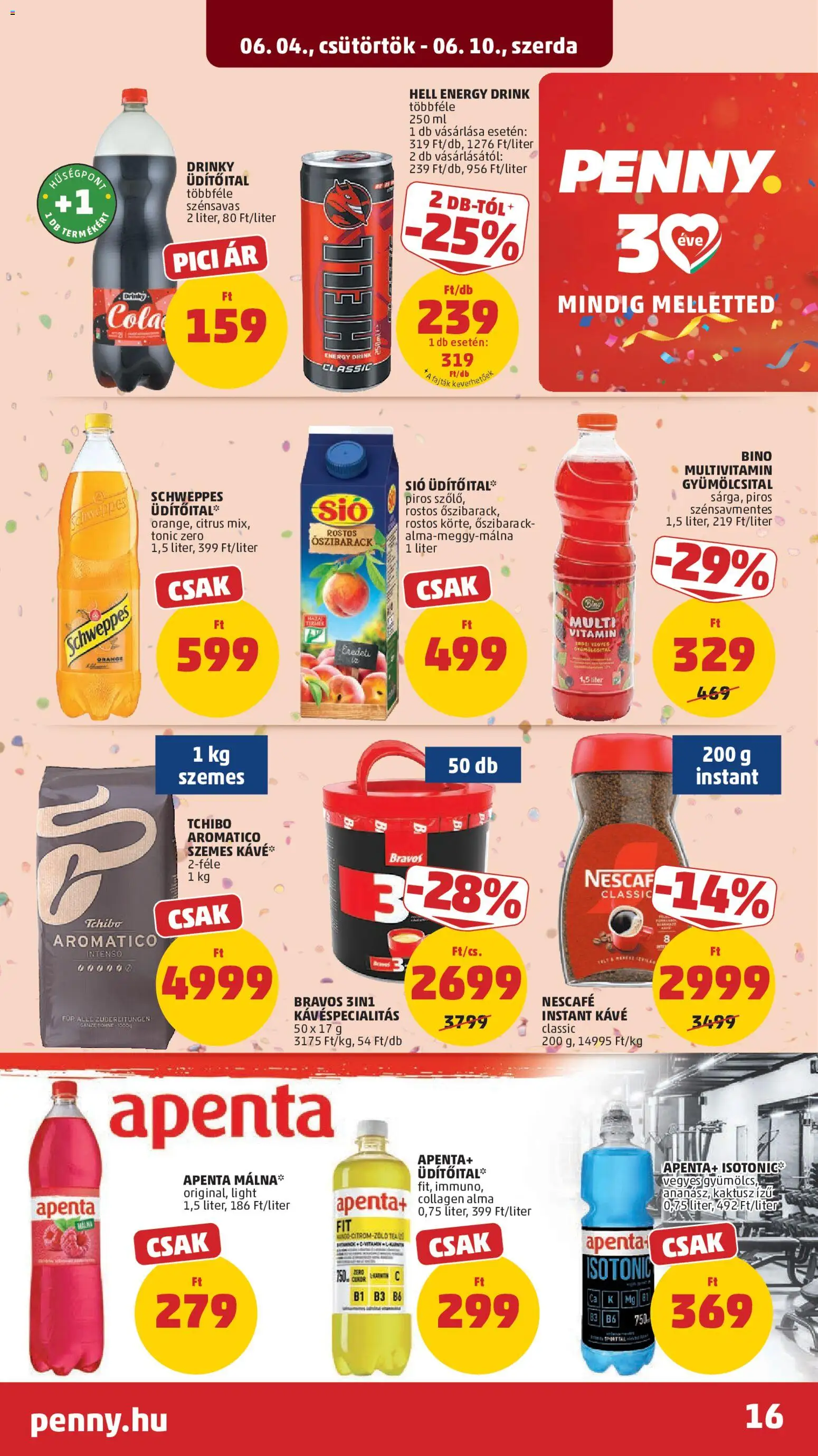 PENNY akciós ujság - amely érvényes a következő dátumtól: 04.06.2026 | Oldal: 20 | Termékek: Gyümölcsital, Cola, Tea, Instant kávé