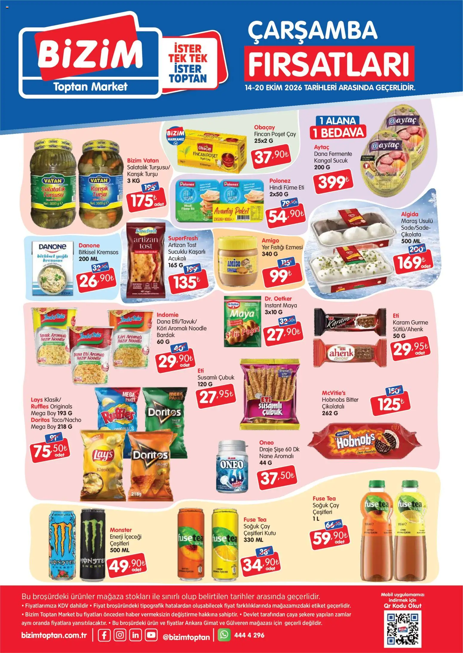 Bizim Toptan Katalog - 14 Ekim 2026 tarihinden itibaren geçerlidir | Sayfa: 1 | Ürünler: Çikolata, Çay, Hindi füme, Nane