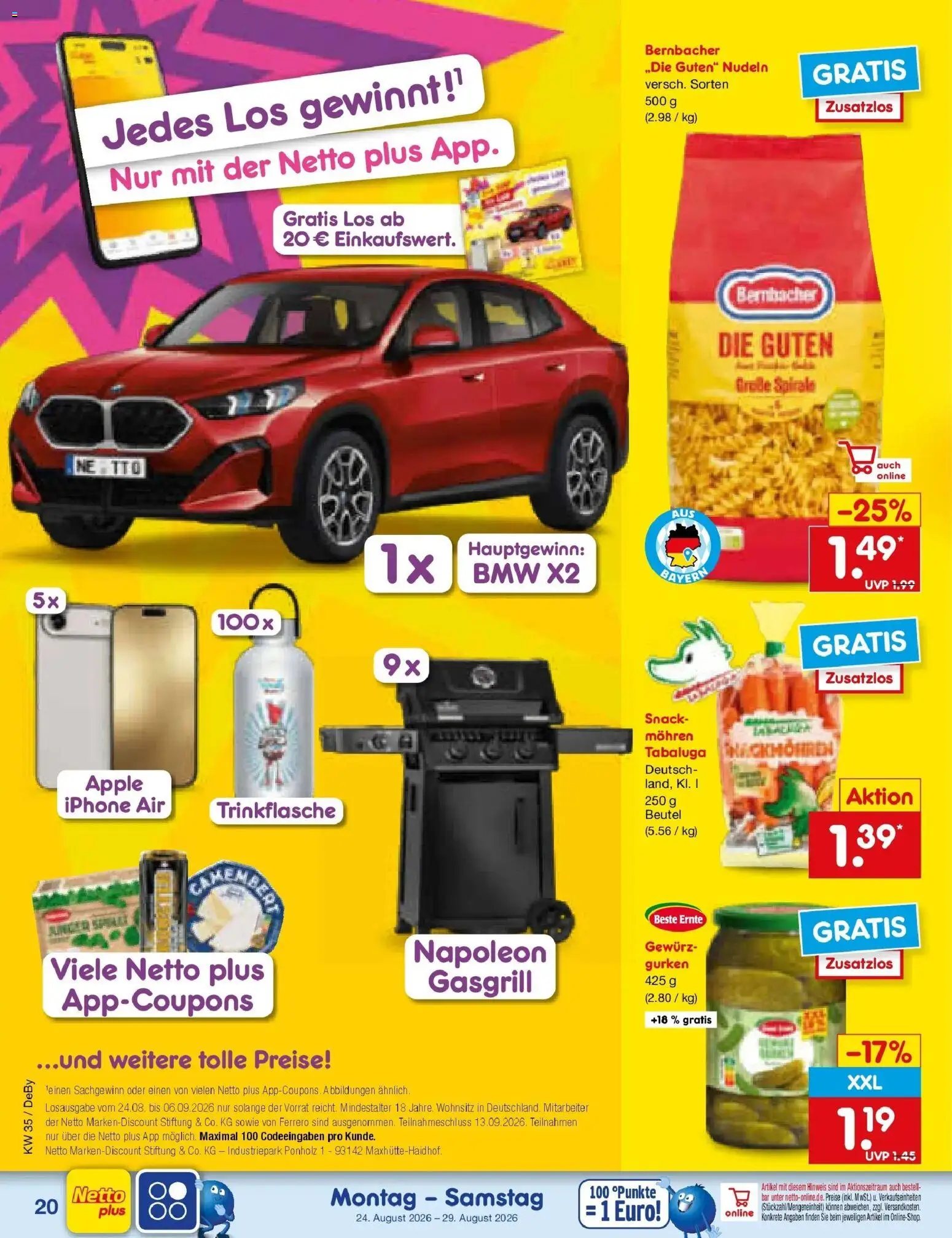 Netto Marken-Discount Prospekt Stuttgart – gültig ab 24.08.2026 | Seite: 30 | Produkte: Iphone, Mohren, Nudeln, Gurken