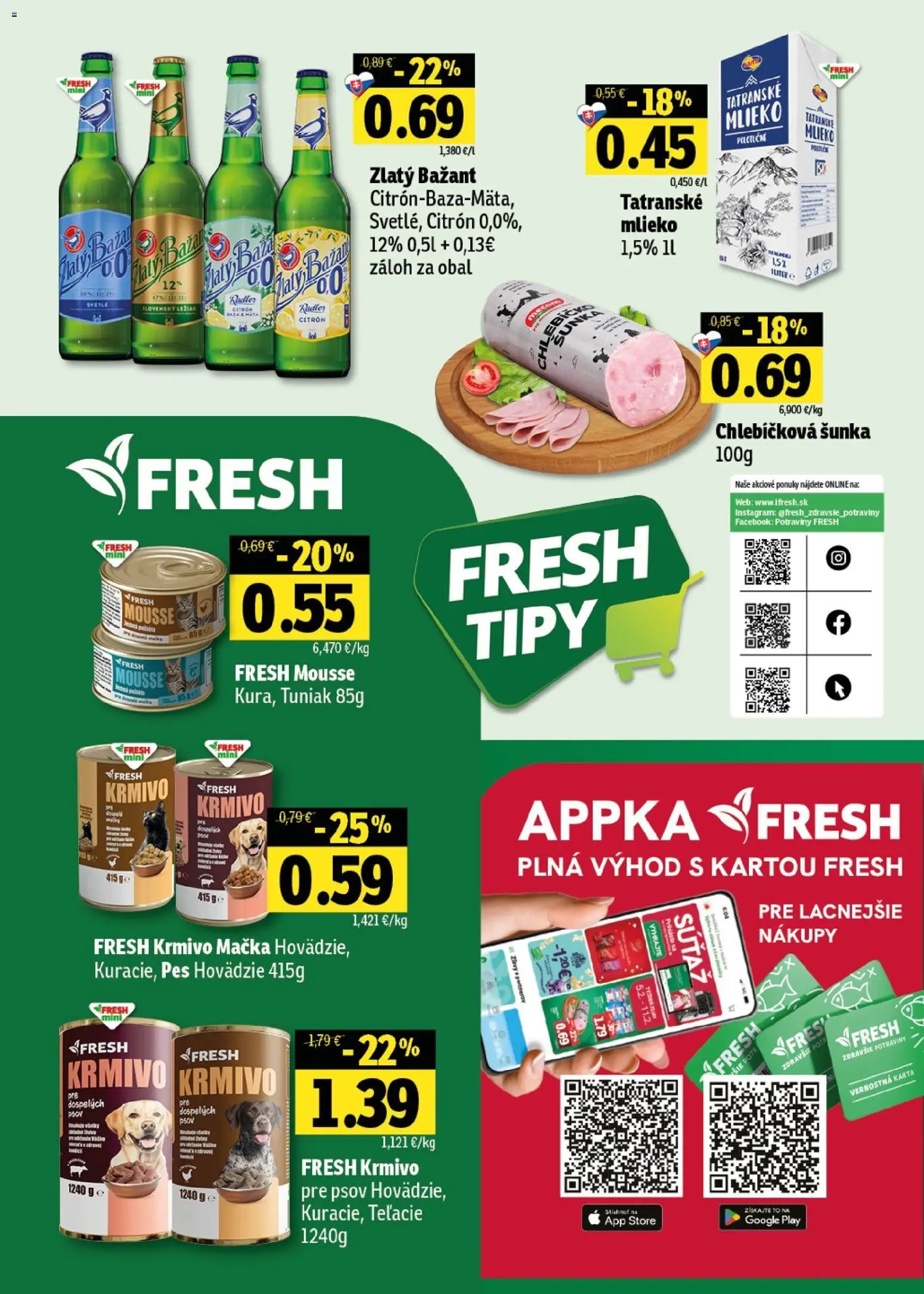 Nové Fresh akcie – leták je platný od 18.06.2026 | Strana: 46 | Produkty: Tuniak, Šunka, Radler, Zlatý Bažant