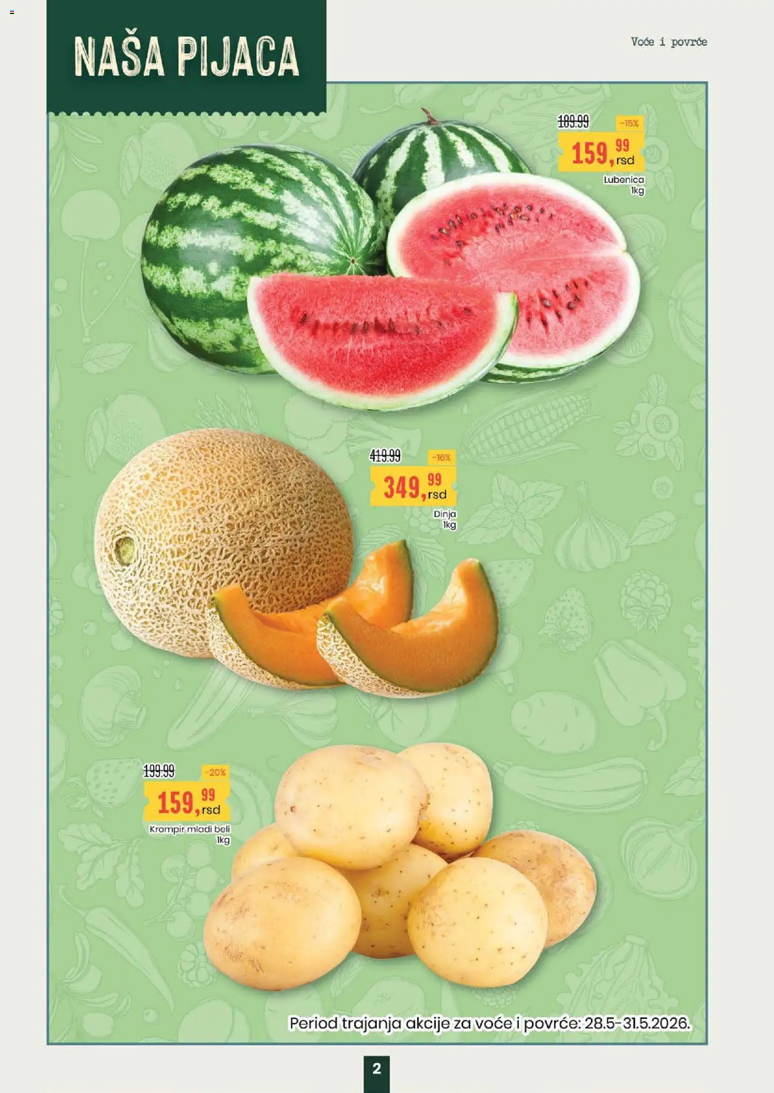 Aroma Market katalog - važi od 28.05.2026 | Strana: 2 | Proizvode: Krompir, Lubenica
