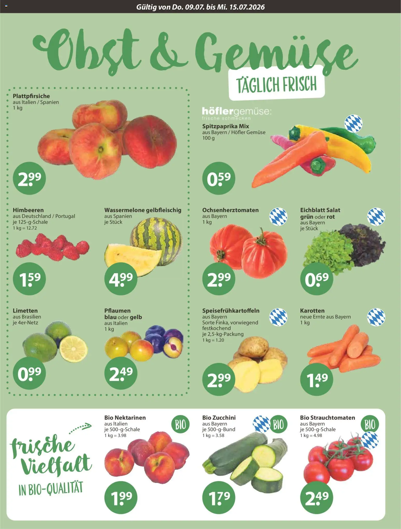 V-Markt Angebote – gültig ab 09.07.2026 | Seite: 4 | Produkte: Himbeeren, Obst, Wassermelone, Salat