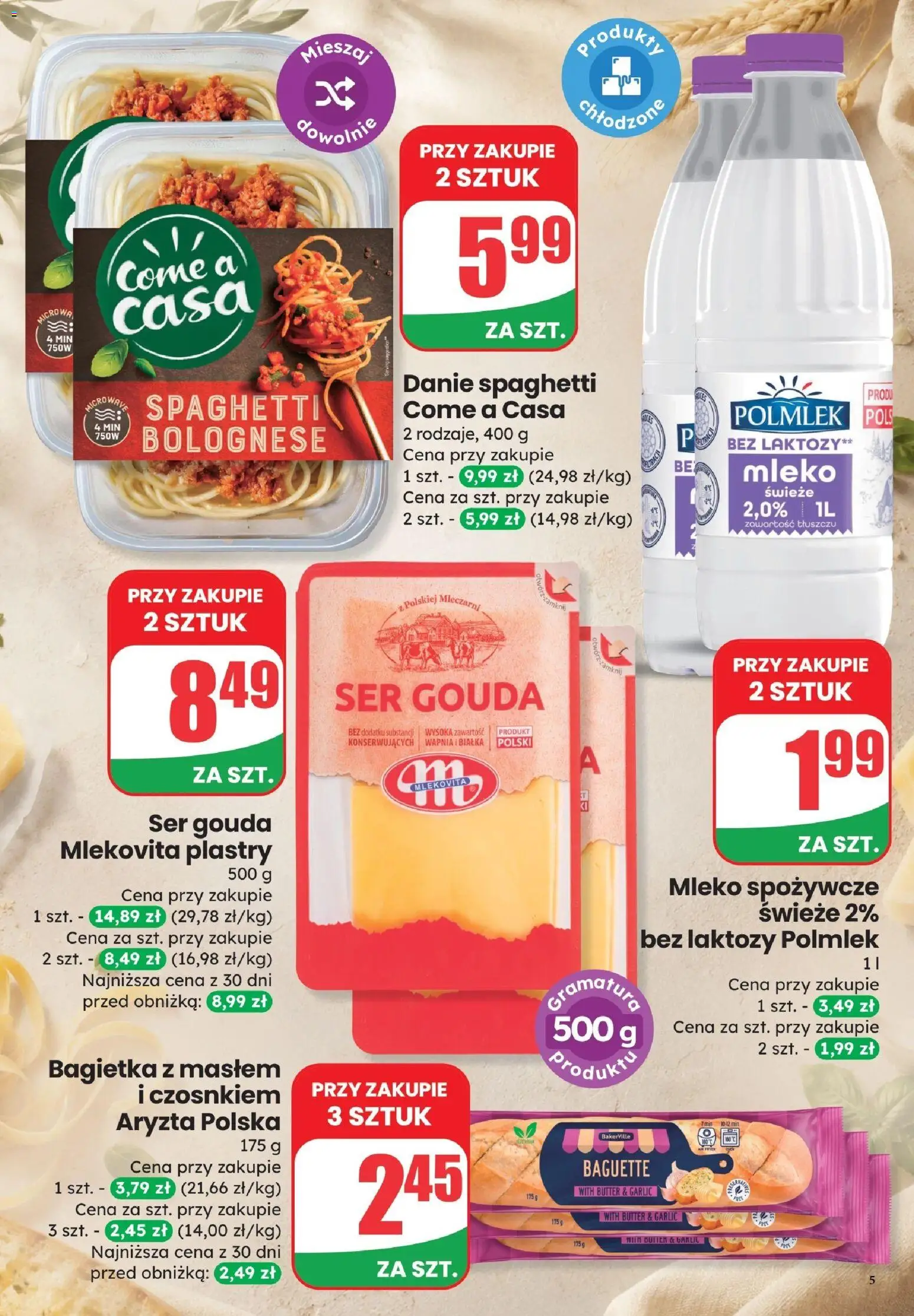 Dino gazetka - Weekendowe Okazje od 24.07.2026 | Strona: 5 | Produkty: Bagietka, Mleko, Ser, Ser gouda