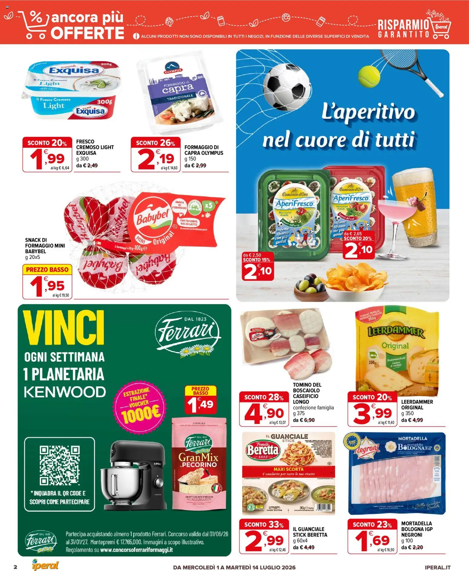 Volantino Iperal del 01/07/2026 | Pagina: 2 | Prodotti: Mortadella, Vaschette, Tomino, Guanciale