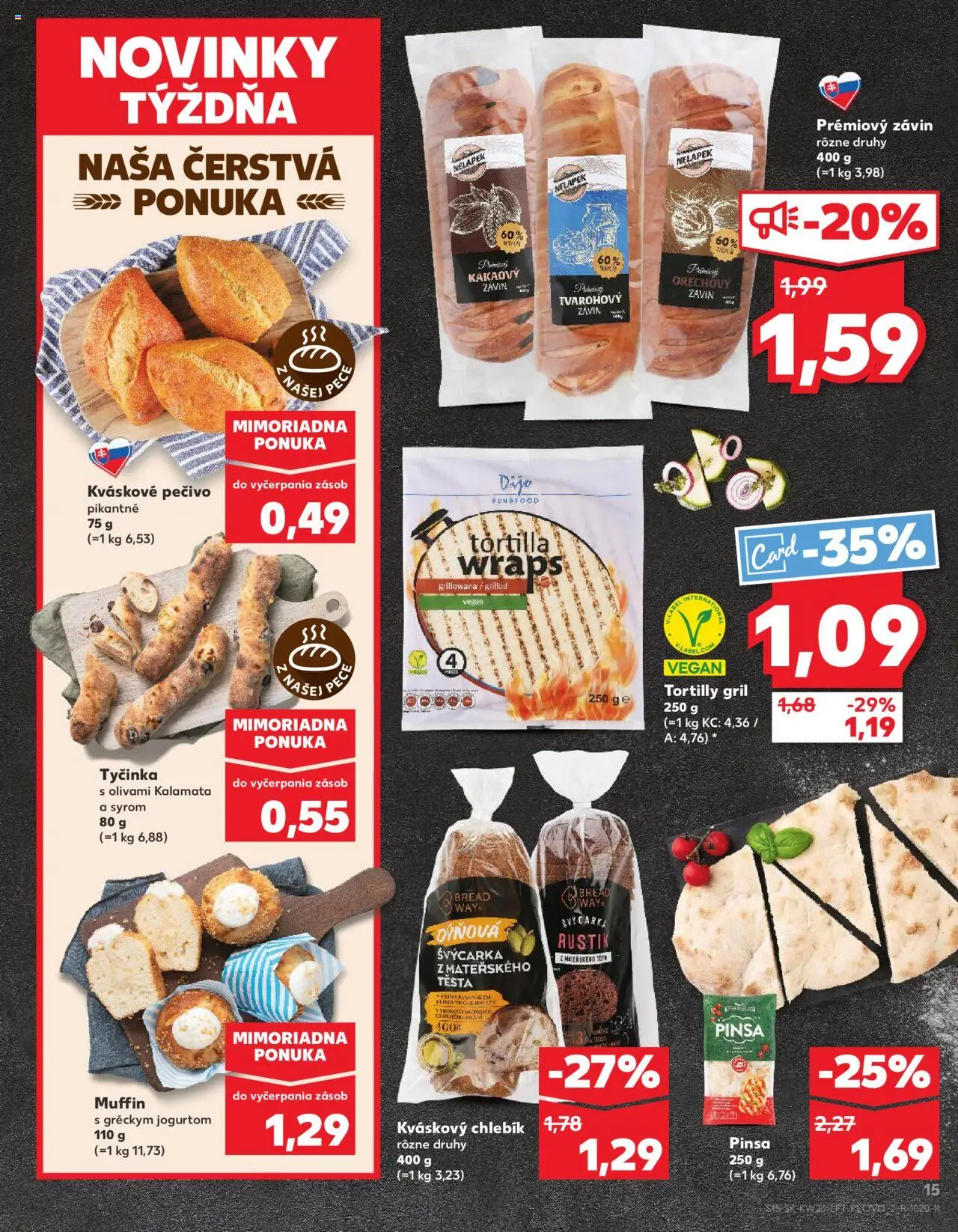 Nové Kaufland akcie – leták je platný od 05.06.2025 | Strana: 15 | Produkty: Gril, Pizza, Tortilla, Závin
