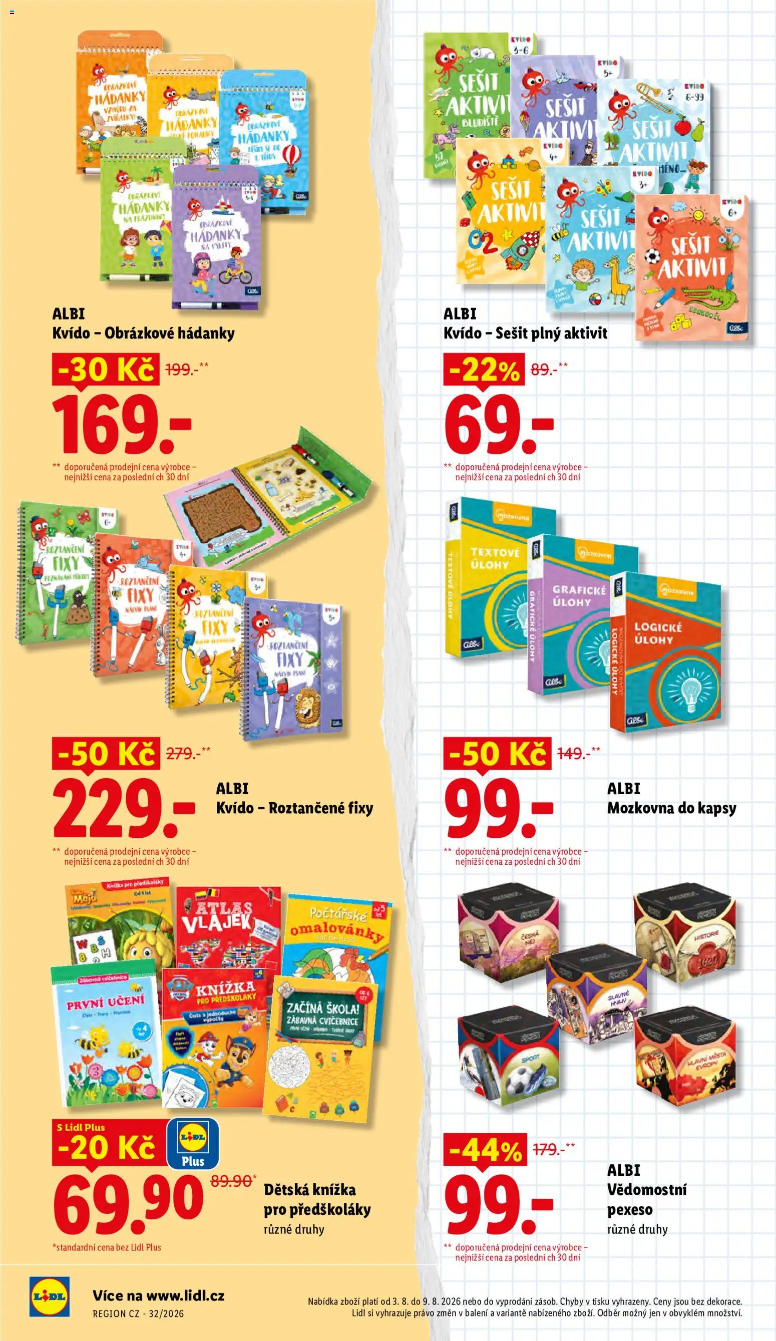 Lidl leták - Škola od 04.08.2026 | Strana: 4 | Produkty: Kniha, Sešit, Fixy, Knížka