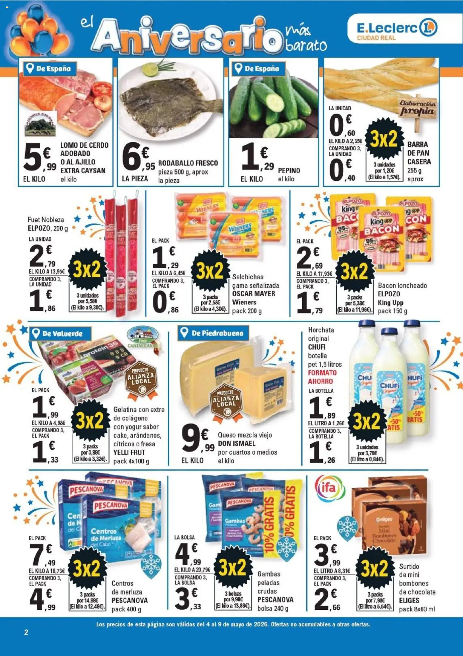 E.Leclerc Ciudad Real │ válido desde el 04.05.2026 | Página: 2 | Productos: Στιγμιαίος καφές, Yogur, Chocolate, Cerdo