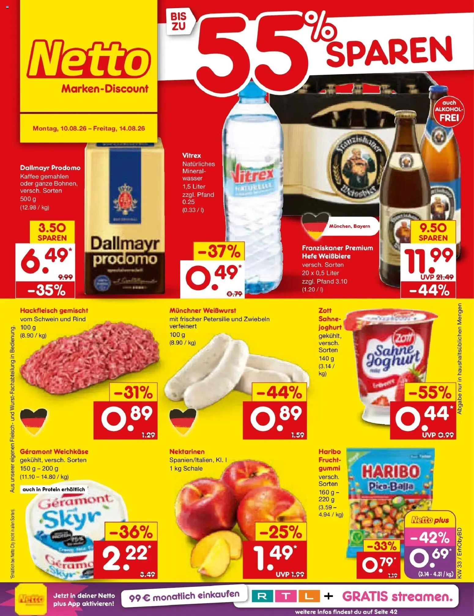 Netto Marken-Discount Prospekt Ergolding – gültig ab 10.08.2026 | Seite: 1 | Produkte: Dallmayr, Zwiebeln, Alkohol, Petersilie