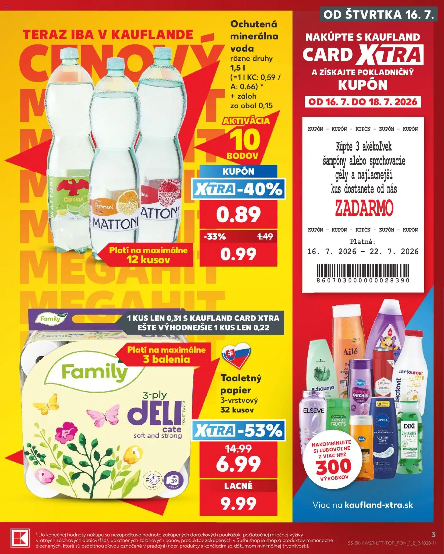 Kaufland SK akciós ujság - amely érvényes a következő dátumtól: 2026.07.16. | Oldal: 3 | Termékek: Lactovit, Nivea, Sushi