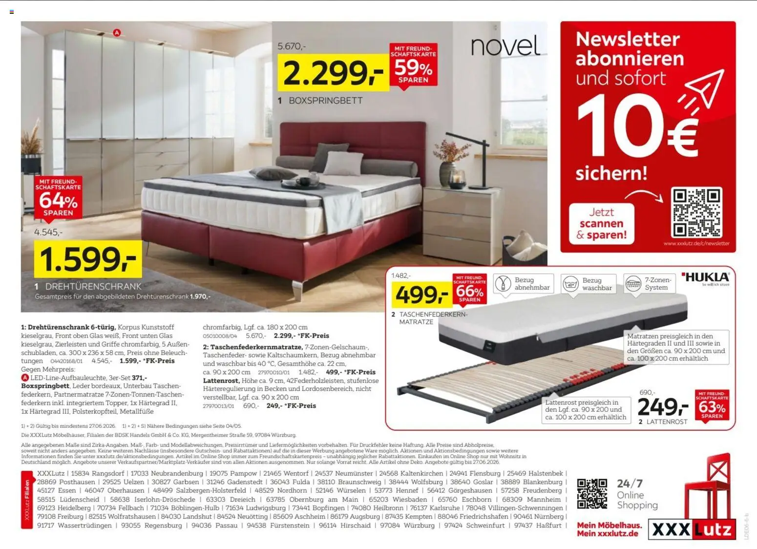 XXXLutz Prospekt – gültig ab 06.06.2026 | Seite: 3 | Produkte: Matratze, Lattenrost, Drehtürenschrank, Boxspringbett
