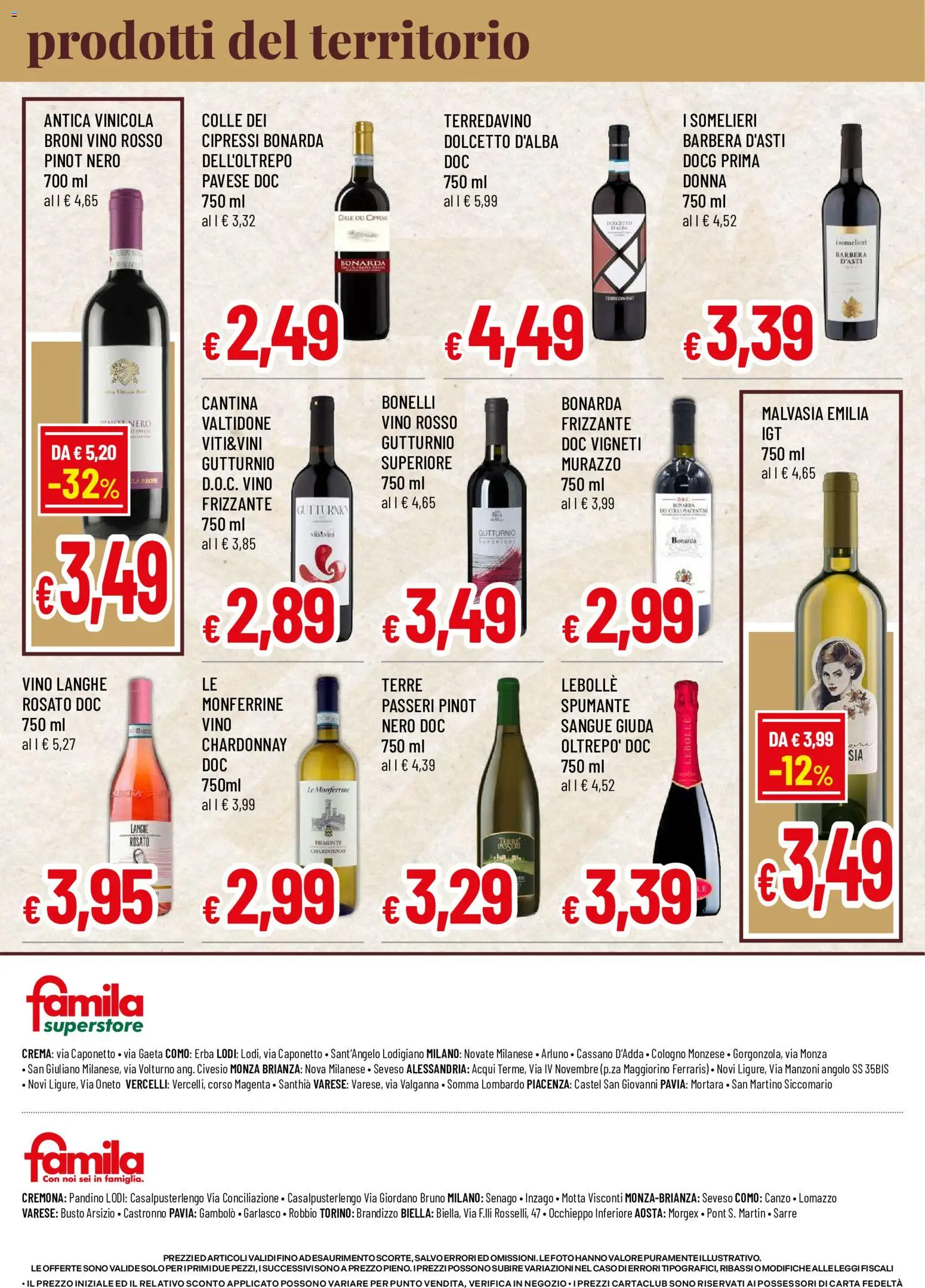 Volantino Famila del 03/09/2026 | Pagina: 4 | Prodotti: Crema, Maiale, Vino, Vino rosso