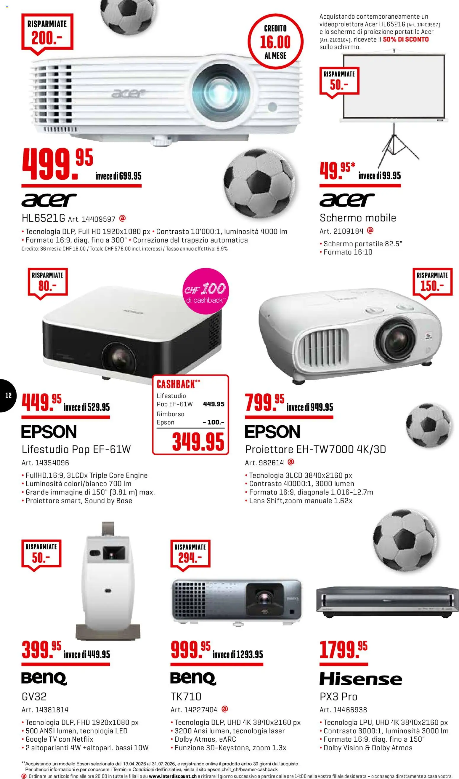 Interdiscount aktionen IT – gültig ab 08.06.2026 | Seite: 12 | Produkte: TV, Epson, Hisense