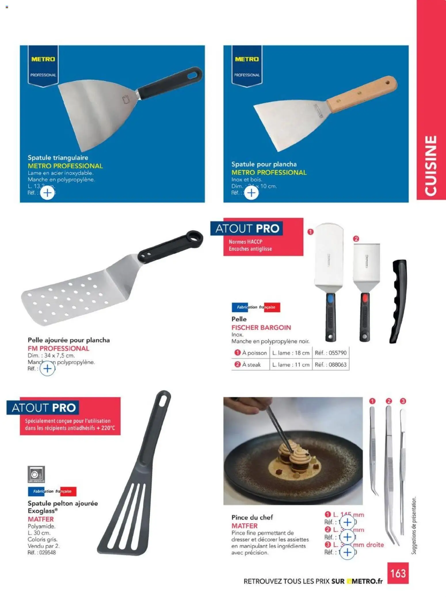 {H1} | Page: 163 | Produits: Plancha, Steak, Spatule, Pince