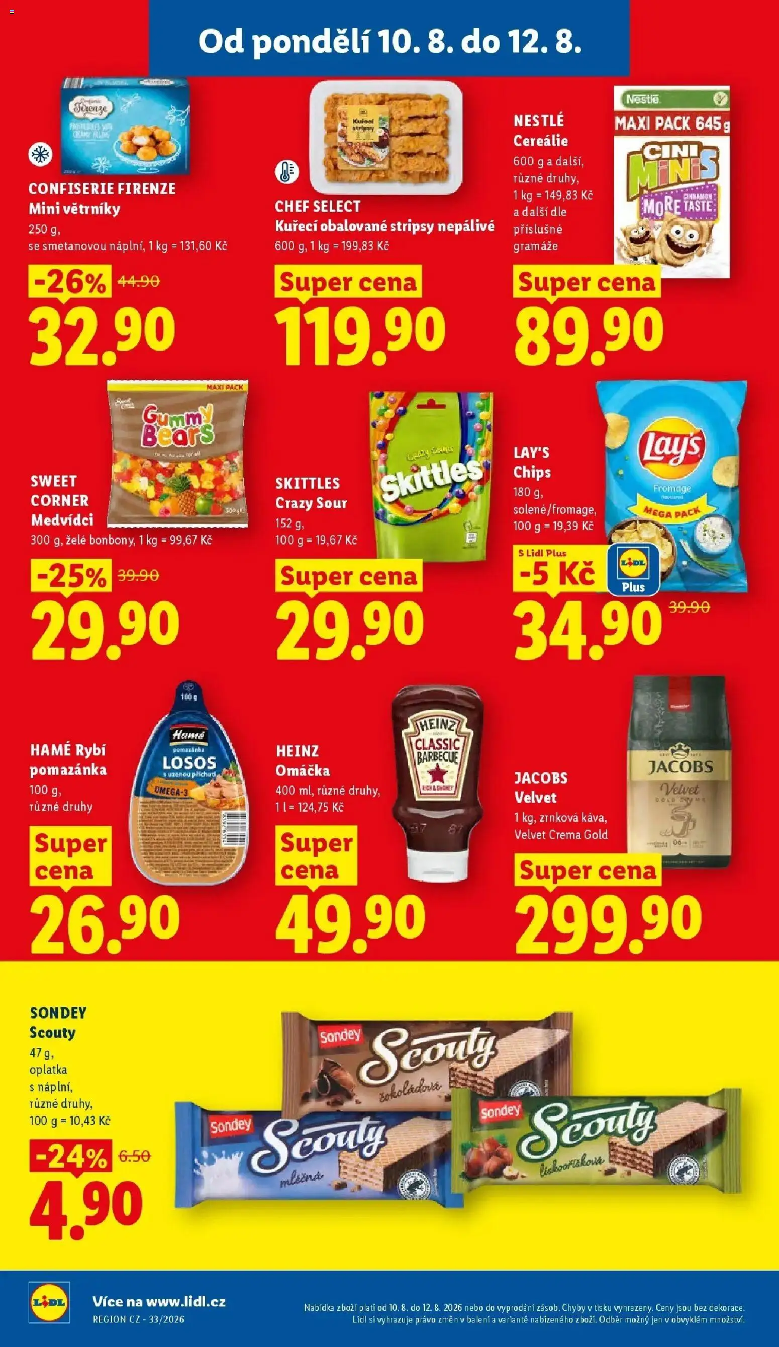 Lidl leták od 10.08.2026 - Nový akční leták | Strana: 28 | Produkty: Bonbóny, Skittles, Crema, Lay's