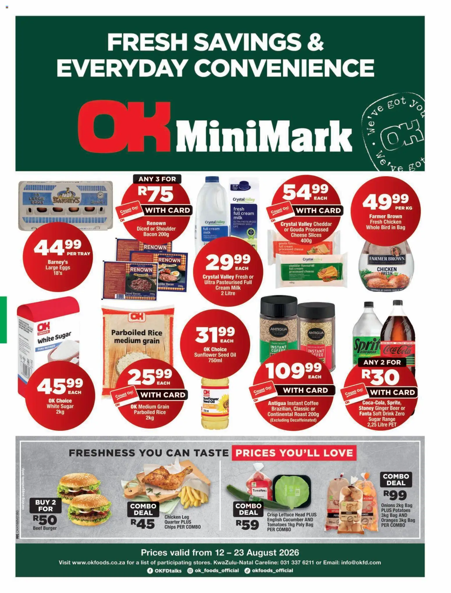 New OK Foods catalogue – valid from 12/08/2026 | Page: 1 | Products: Bag, Eggs, Beer, Lettuce