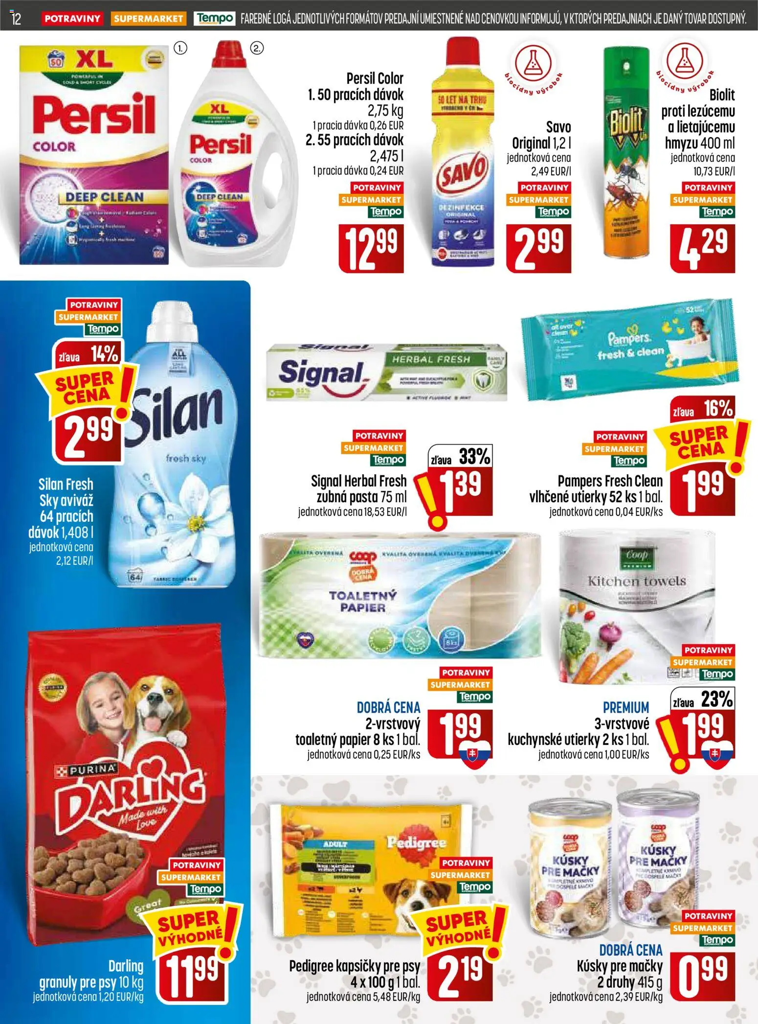 Nové COOP Jednota akcie – leták je platný od 13.08.2026 | Strana: 12 | Produkty: Persil, Toaletný papier, Aviváž, Kuchynské utierky