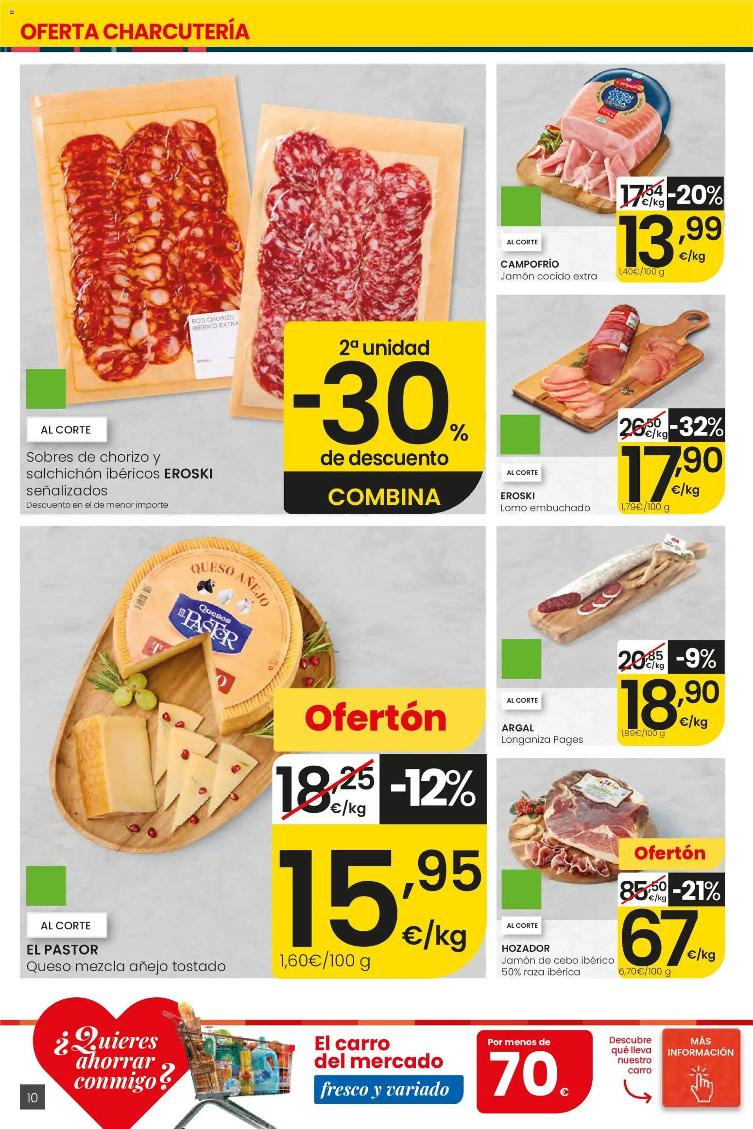 Eroski Ofertones de verano │ válido desde el 28.05.2026 | Página: 10 | Productos: Queso, Jamón, Jamón cocido, Longaniza
