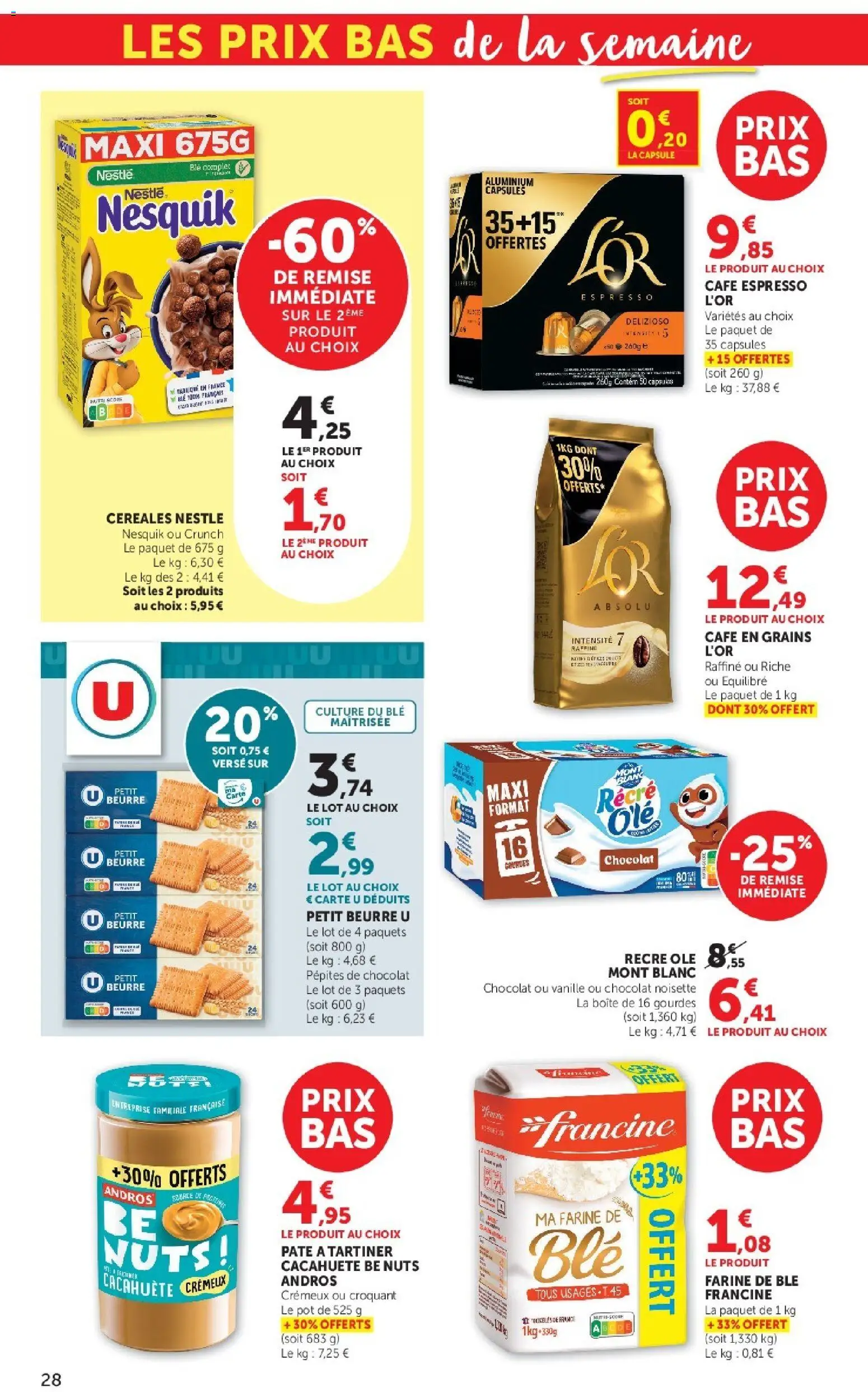 {H1} | Page: 28 | Produits: Pépites de chocolat, Pâte à tartiner, Chocolat, Céréales