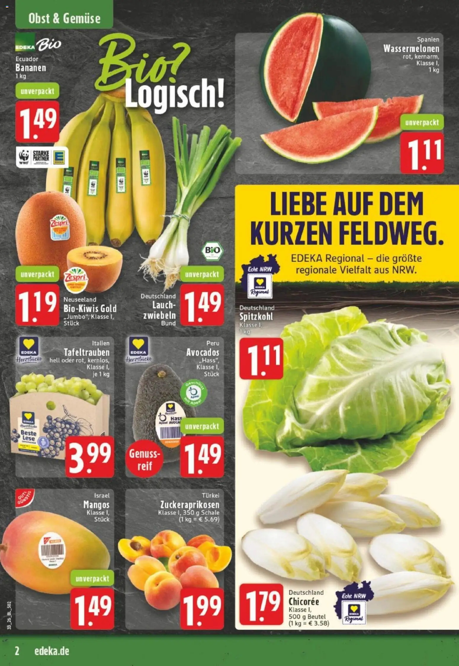 Edeka Prospekt Dortmund – gültig ab 10.08.2026 | Seite: 2 | Produkte: Bananen, Gemüse, Obst, Lauch