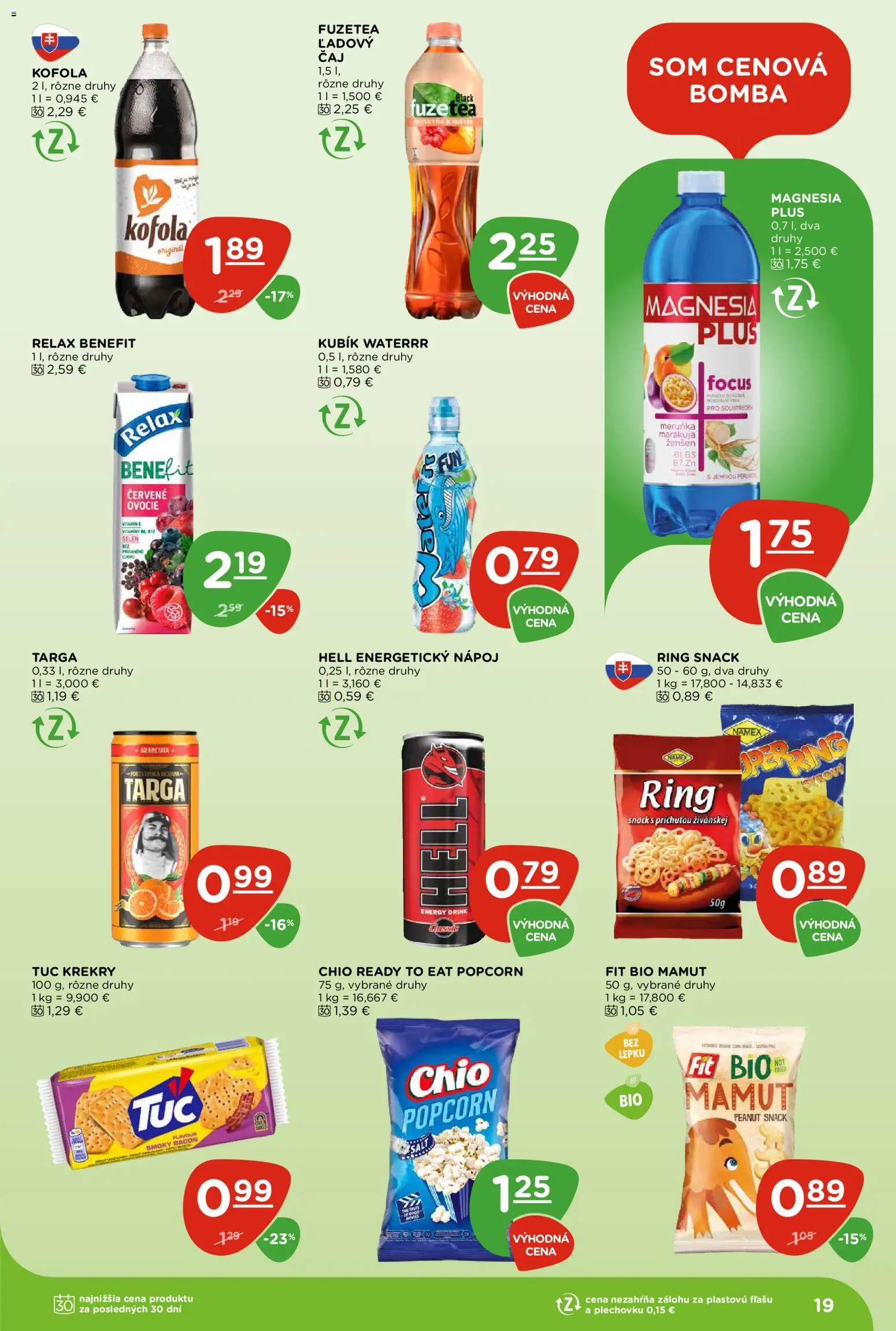 Nové Terno akcie – leták je platný od 03.09.2026 | Strana: 19 | Produkty: Krekry, Magnesia, Energetický nápoj, Ovocie