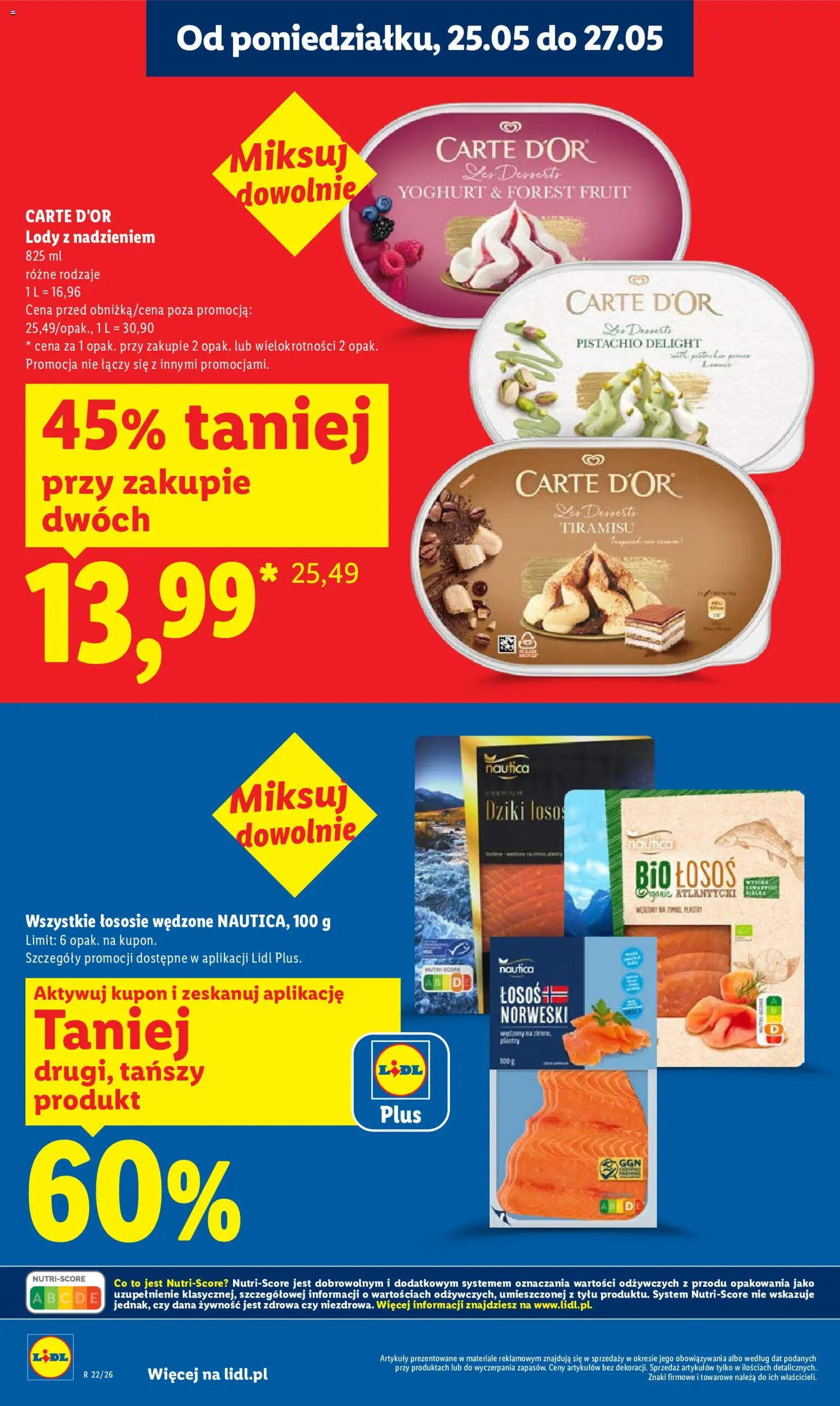 Lidl gazetka od 25.05.2026 | Strona: 20 | Produkty: Tiramisu, Łosoś, Lody