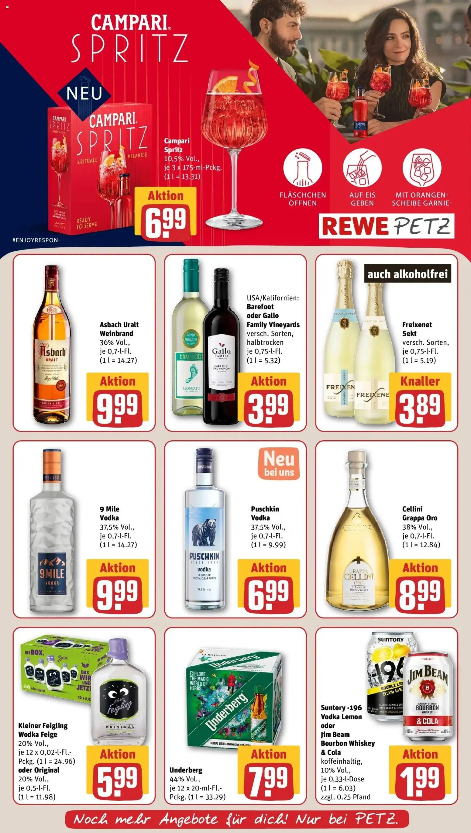 REWE Prospekt ab 14.09.2026 zum Blättern » Angebote | Seite: 21 | Produkte: Freixenet, Kleiner feigling, Vodka, Bourbon