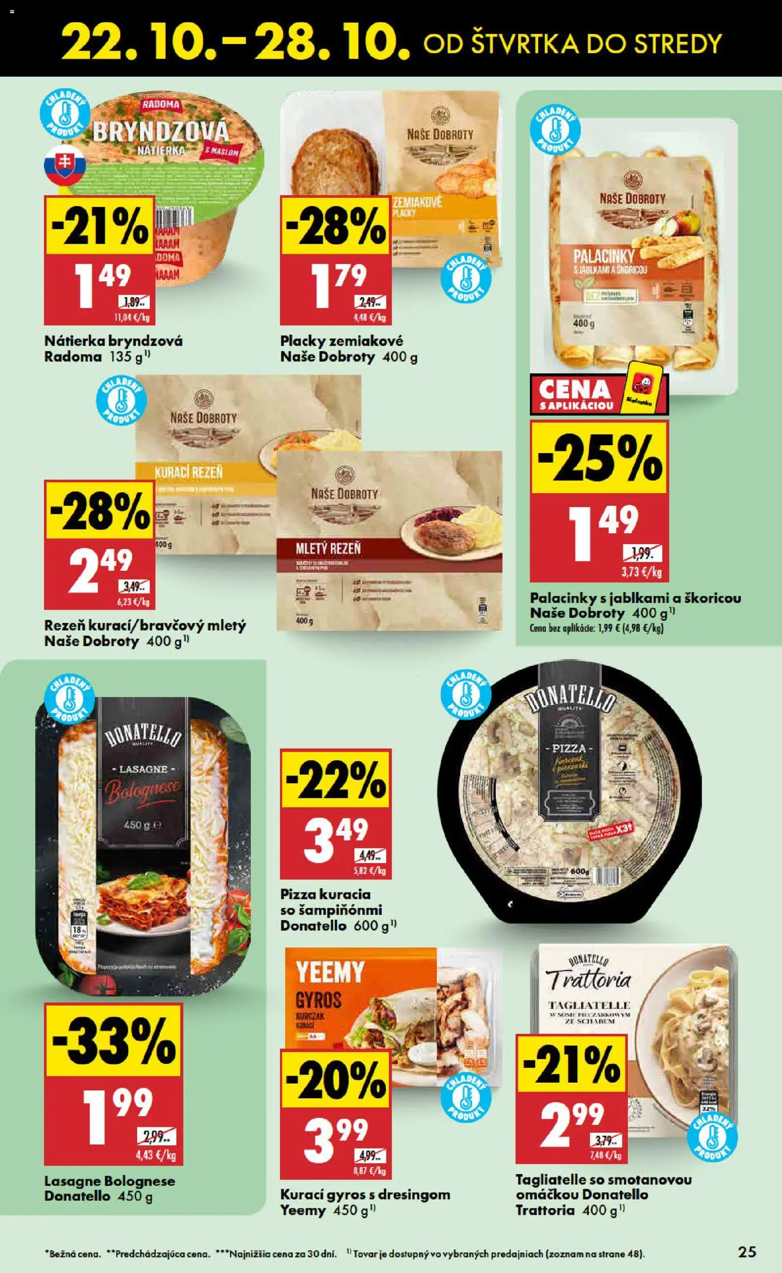 Nové Biedronka akcie – leták je platný od 22.10.2026 | Strana: 25 | Produkty: Pizza, Nátierka, Gyros, Lasagne