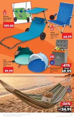 Ofertele Kaufland valabile de la 13.05.2026 | Pagină: 17 | Produse: Hamac, Șezlong, Scaun, Ladă frigorifică