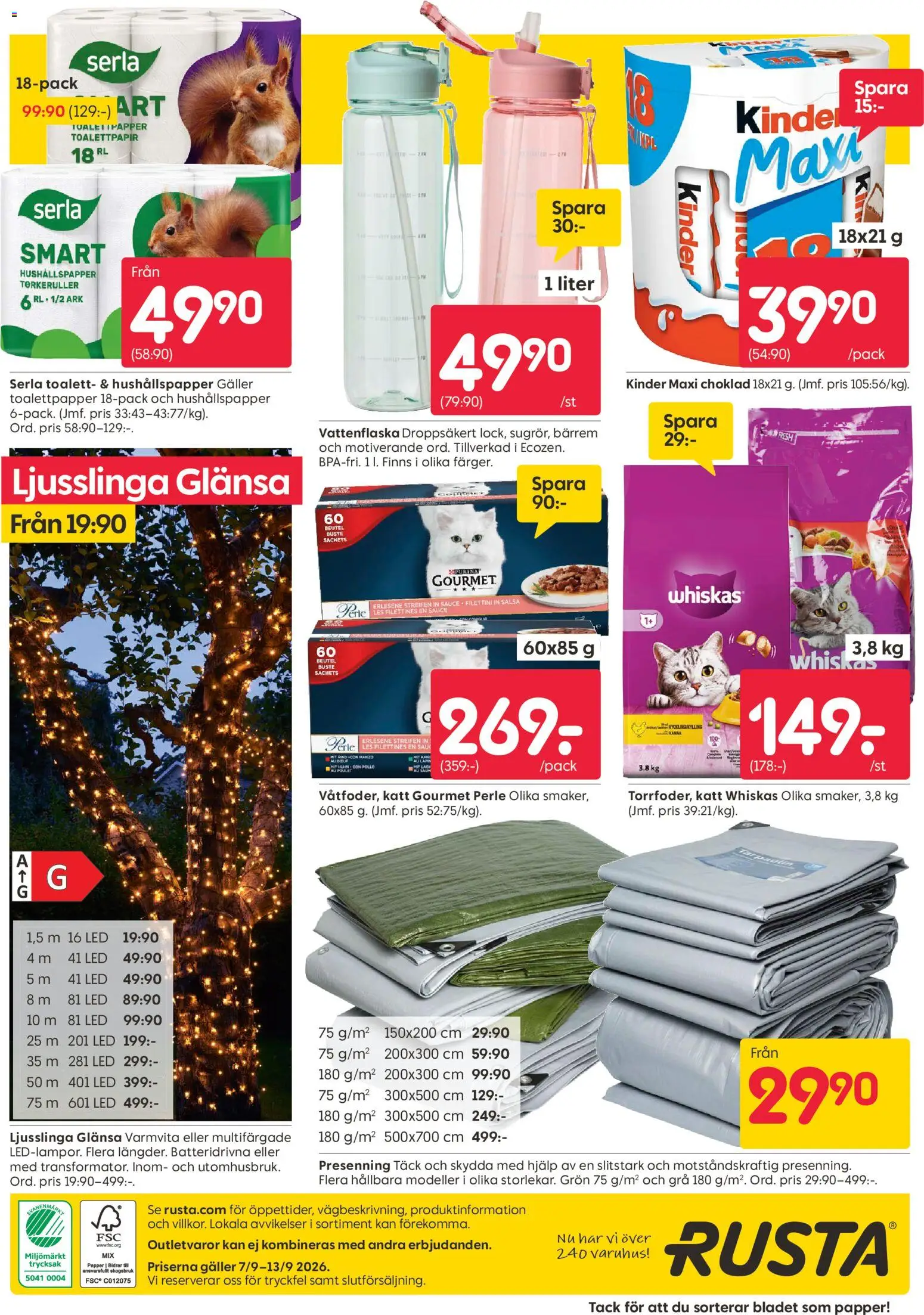 Rusta reklamblad aktuell från 07/09/2026 | Sida: 16 | Produkter: Toalettpapper, Hushållspapper, Ark, Ljusslinga