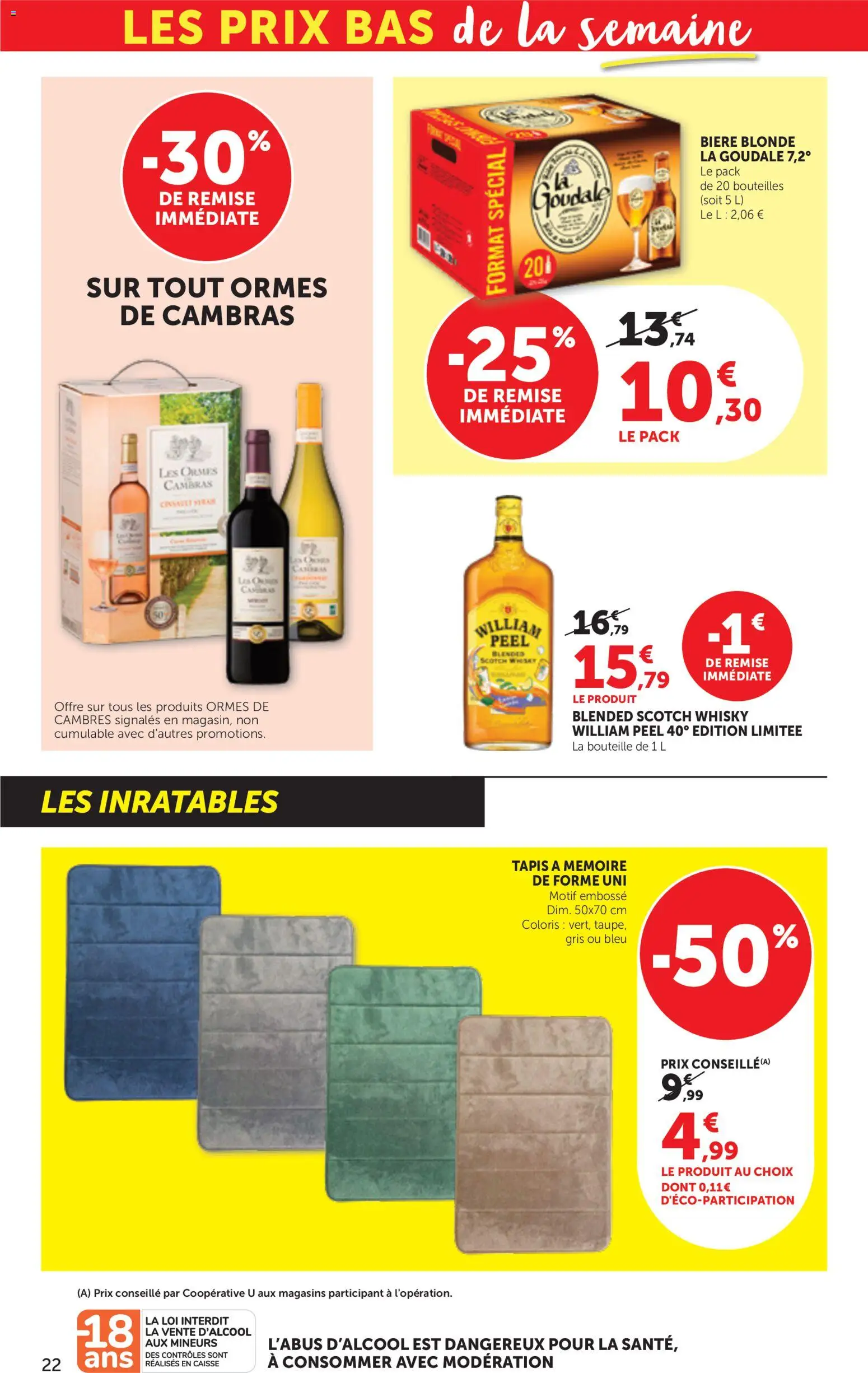 {H1} | Page: 22 | Produits: Whisky, Bière blonde, William Peel, Tapis