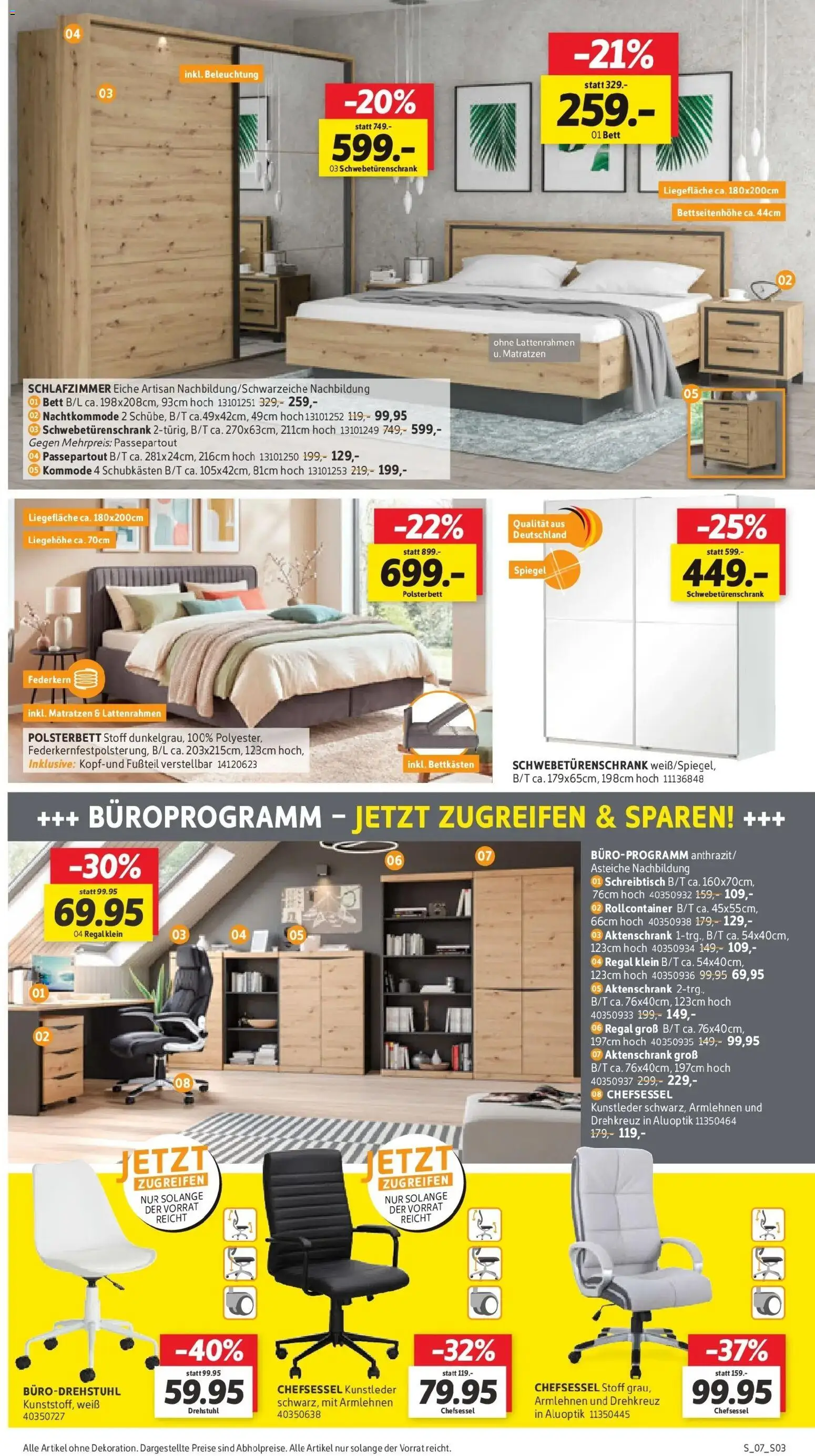 Sconto Prospekt Großpösna – gültig ab 07.05.2026 | Seite: 3 | Produkte: Bett, Kommode, Spiegel, Chefsessel