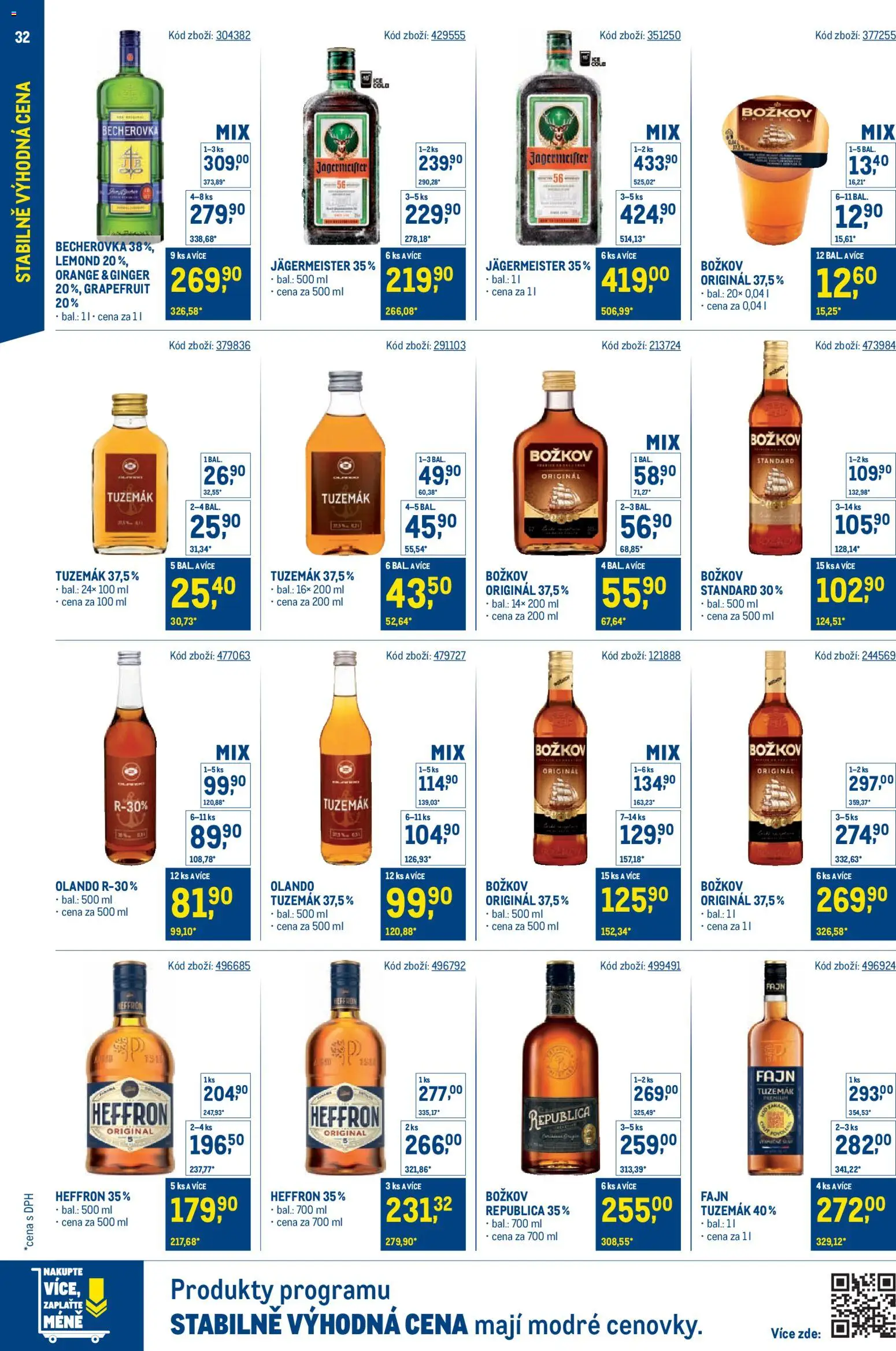 Makro leták - Stabilně výhodná cena od 18.05.2026 | Strana: 32 | Produkty: Jägermeister, Heffron, Republica, Becherovka