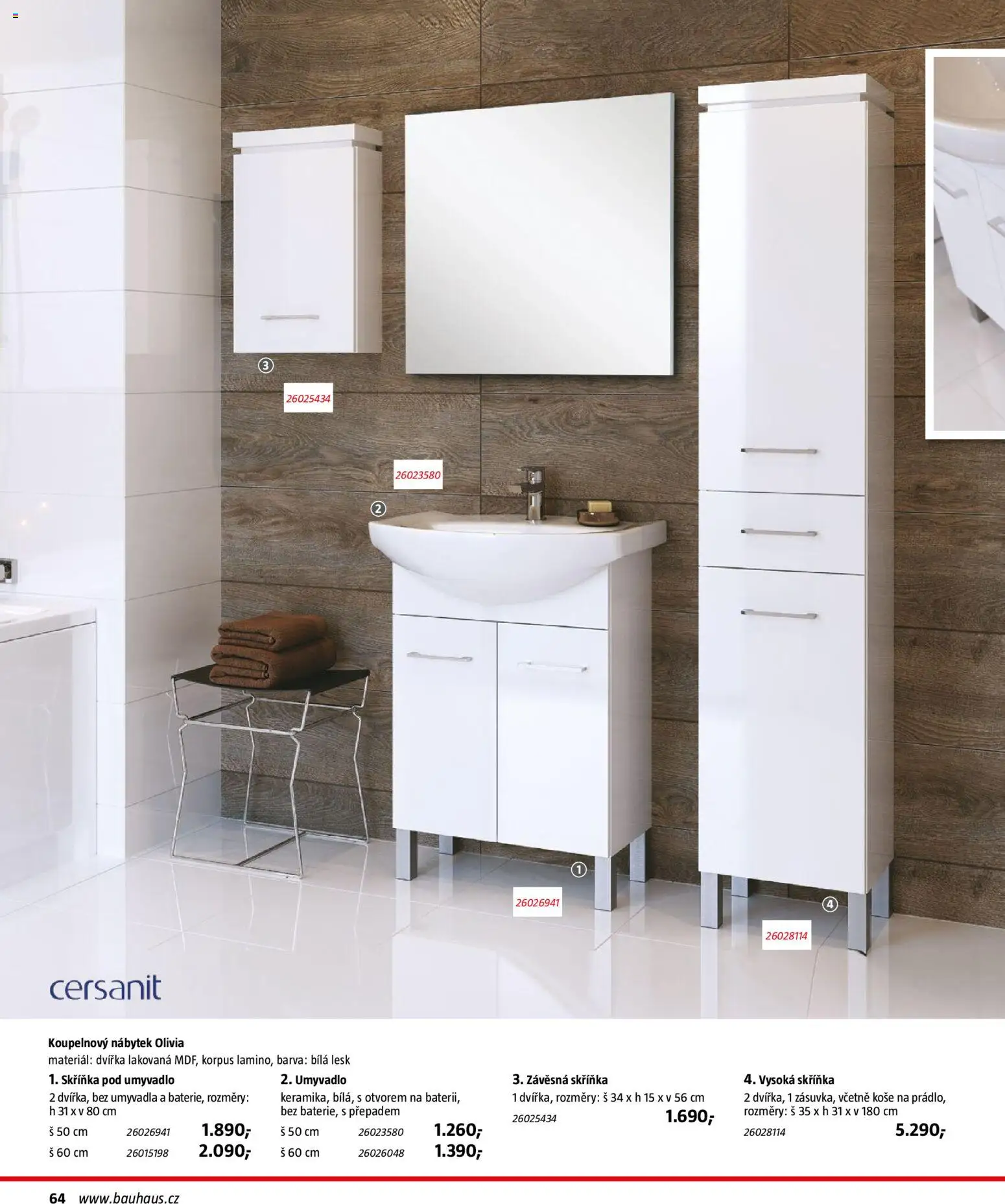 Katalog Sanita od 29.09.2026 | Strana: 64 | Produkty: Skříňka pod umyvadlo, Koupelnový nábytek, Nábytek, Umyvadlo
