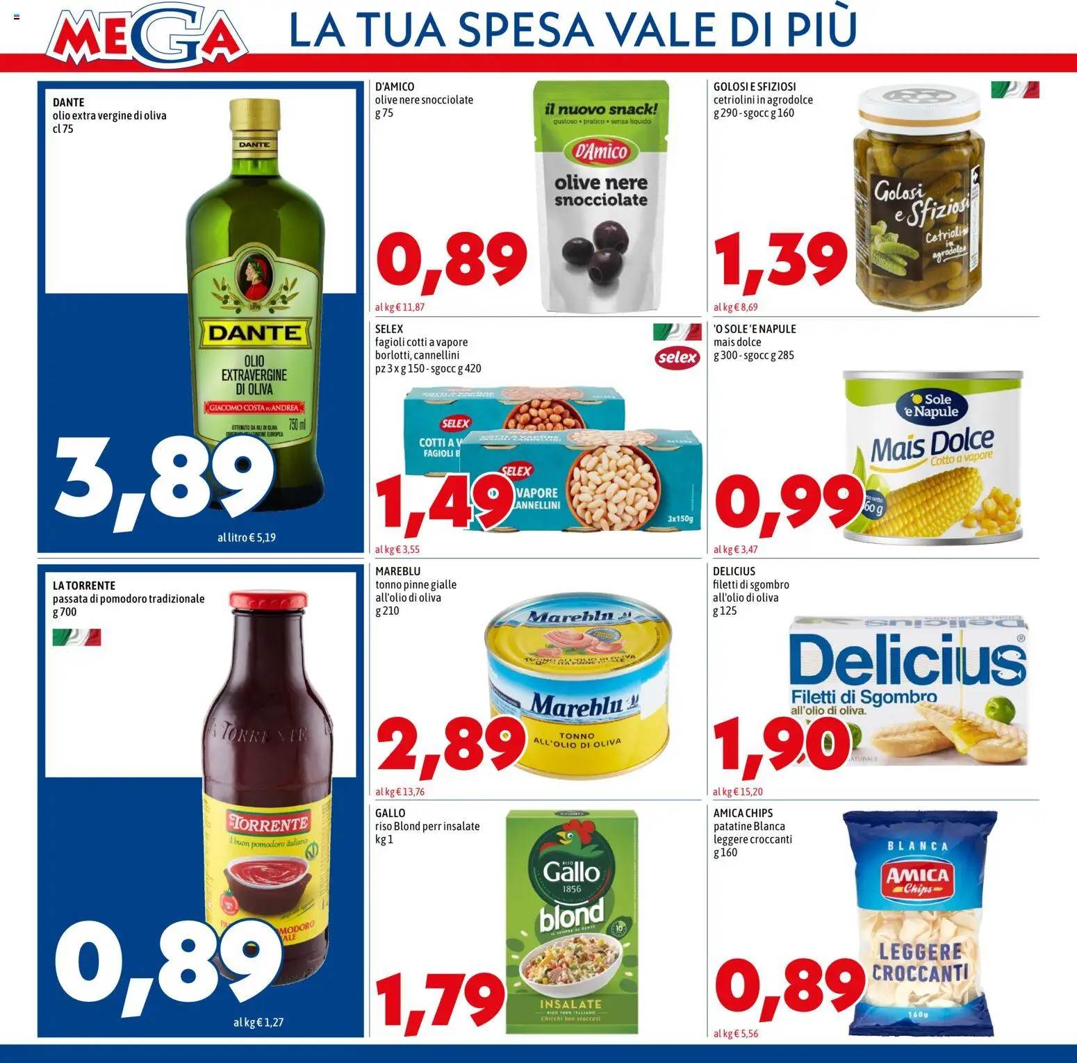 Volantino Mega del 28.05.2026 | Pagina: 8 | Prodotti: Cannellini, Passata di pomodoro, Tonno, Mais