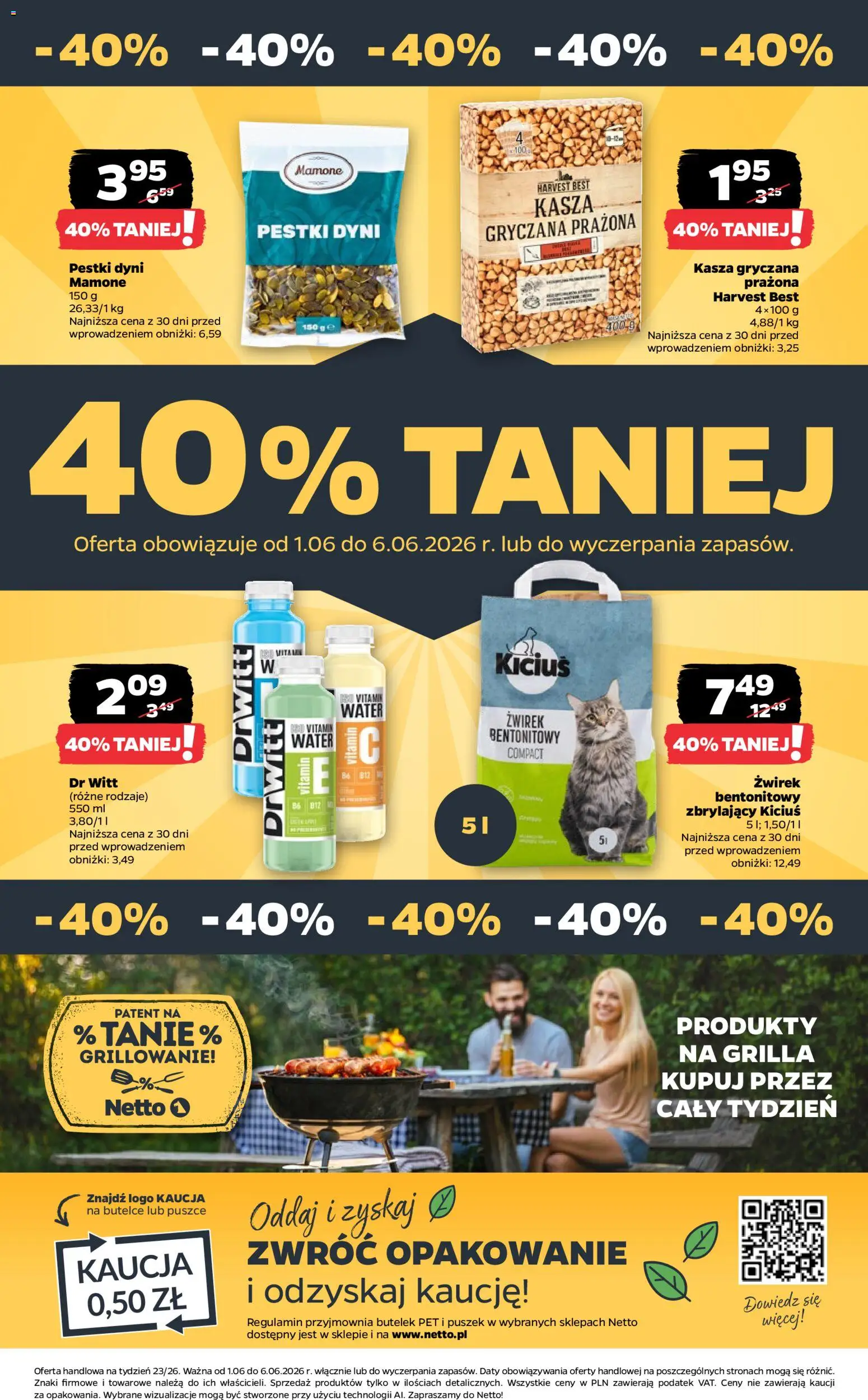 Netto gazetka od poniedziałku spożywcza od 01.06.2026 | Strona: 32 | Produkty: Kasza, Kasza gryczana, Pestki dyni