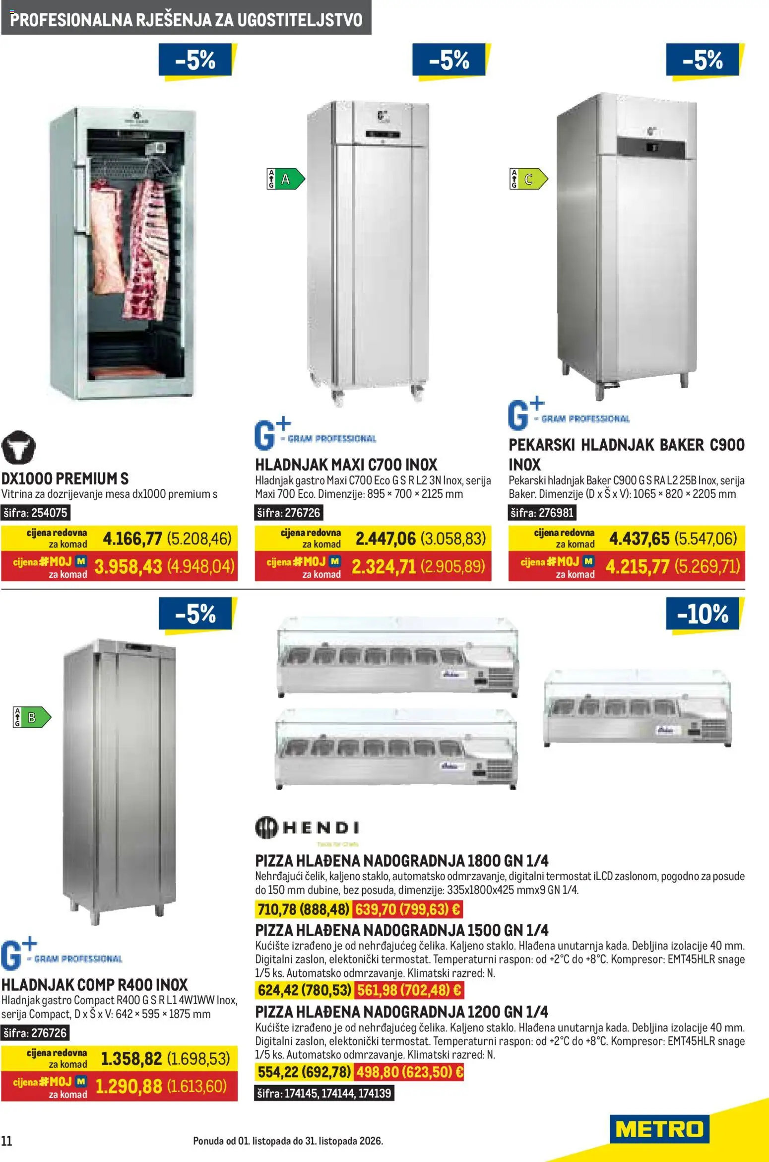 Metro katalog | vrijedi od 01.10.2026 | Stranica: 11 | Proizvodi: Vitrina, Pizza, Kompresor, Termostat