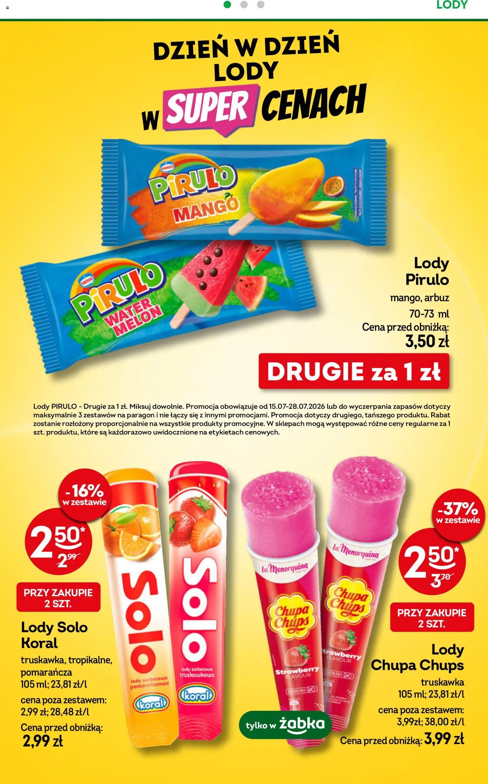 Żabka gazetka od 15.07.2026 | Strona: 44 | Produkty: Mango, Arbuz, Melon, Lody