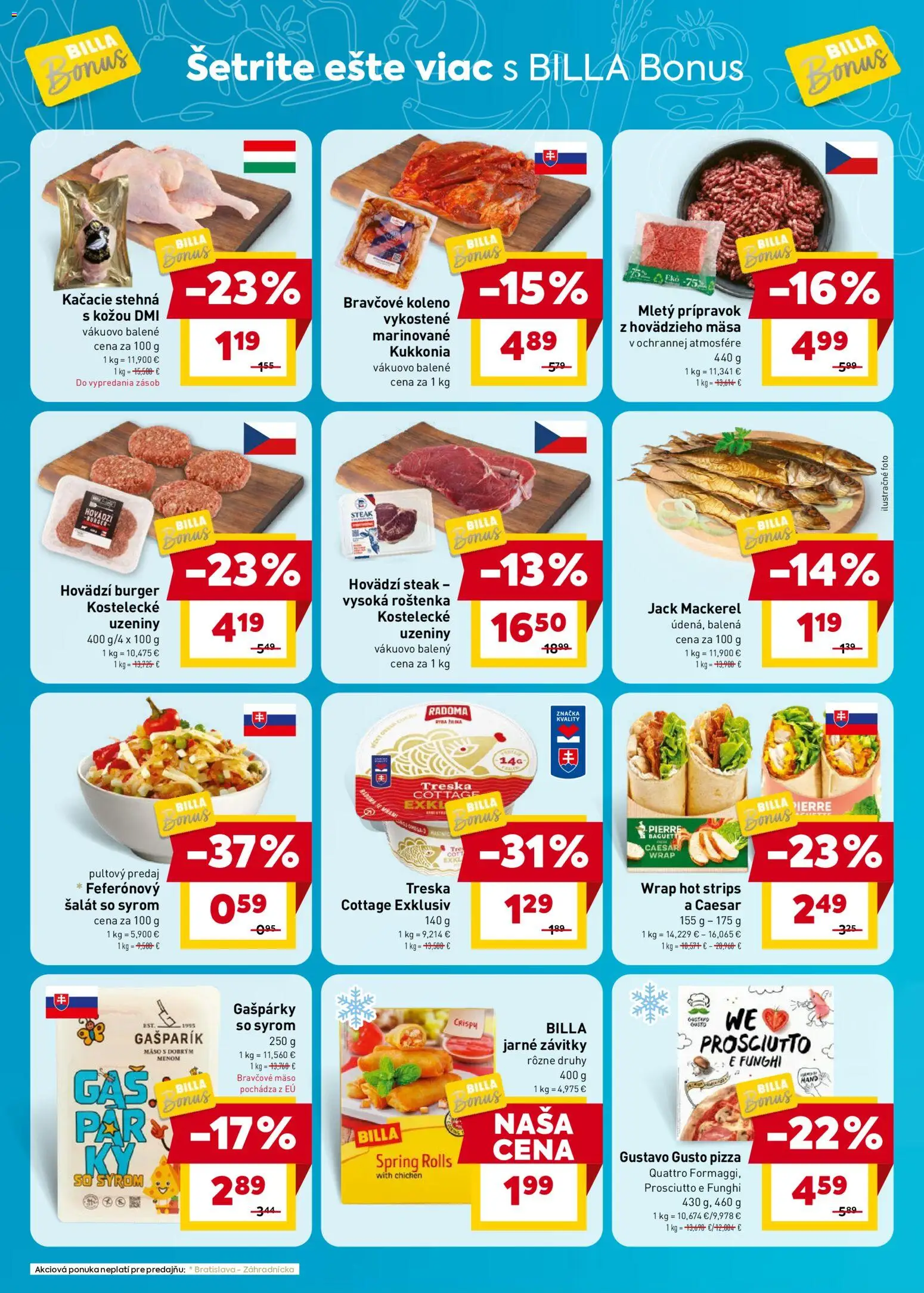 Nové Billa akcie – leták je platný od 12.08.2026 | Strana: 2 | Produkty: Koleno, Prosciutto, Bravčové mäso, Treska