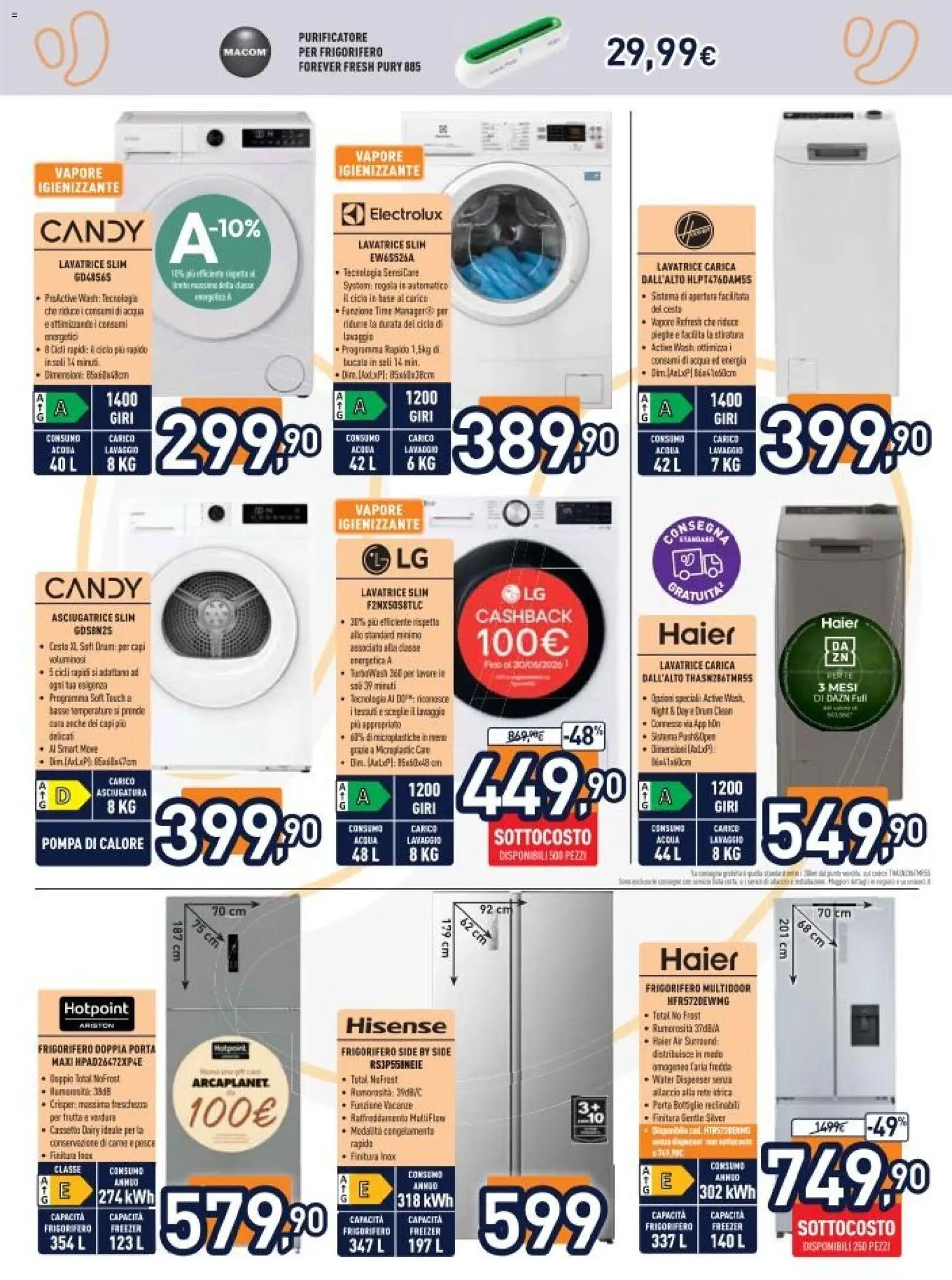 Volantino Unieuro del 22.05.2026 | Pagina: 24 | Prodotti: Pesce, Frutta, Freezer, Lavatrice