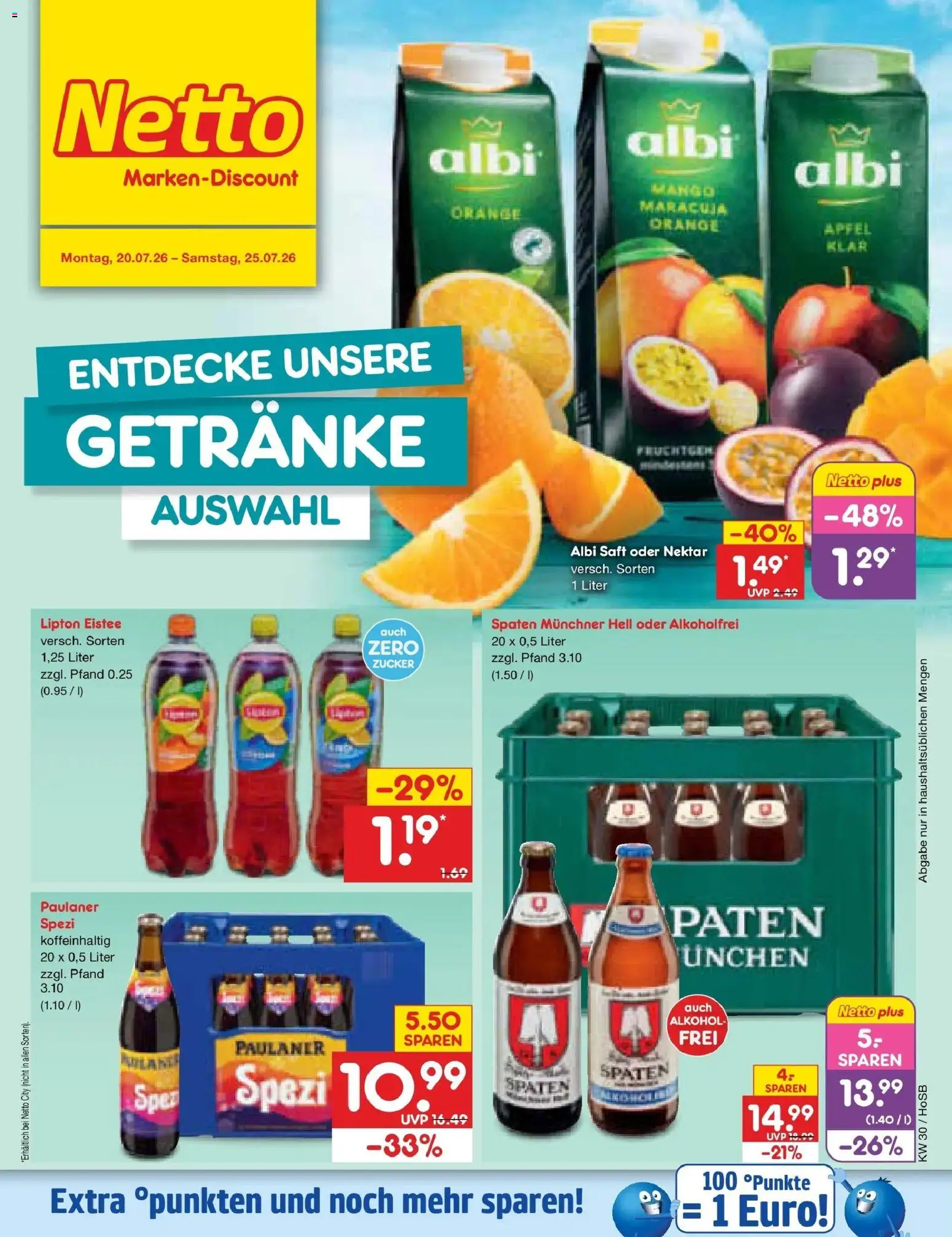 Netto Marken-Discount Prospekt Hannover – gültig ab 20.07.2026 | Seite: 54 | Produkte: Äpfel, Zucker, Saft, Paulaner