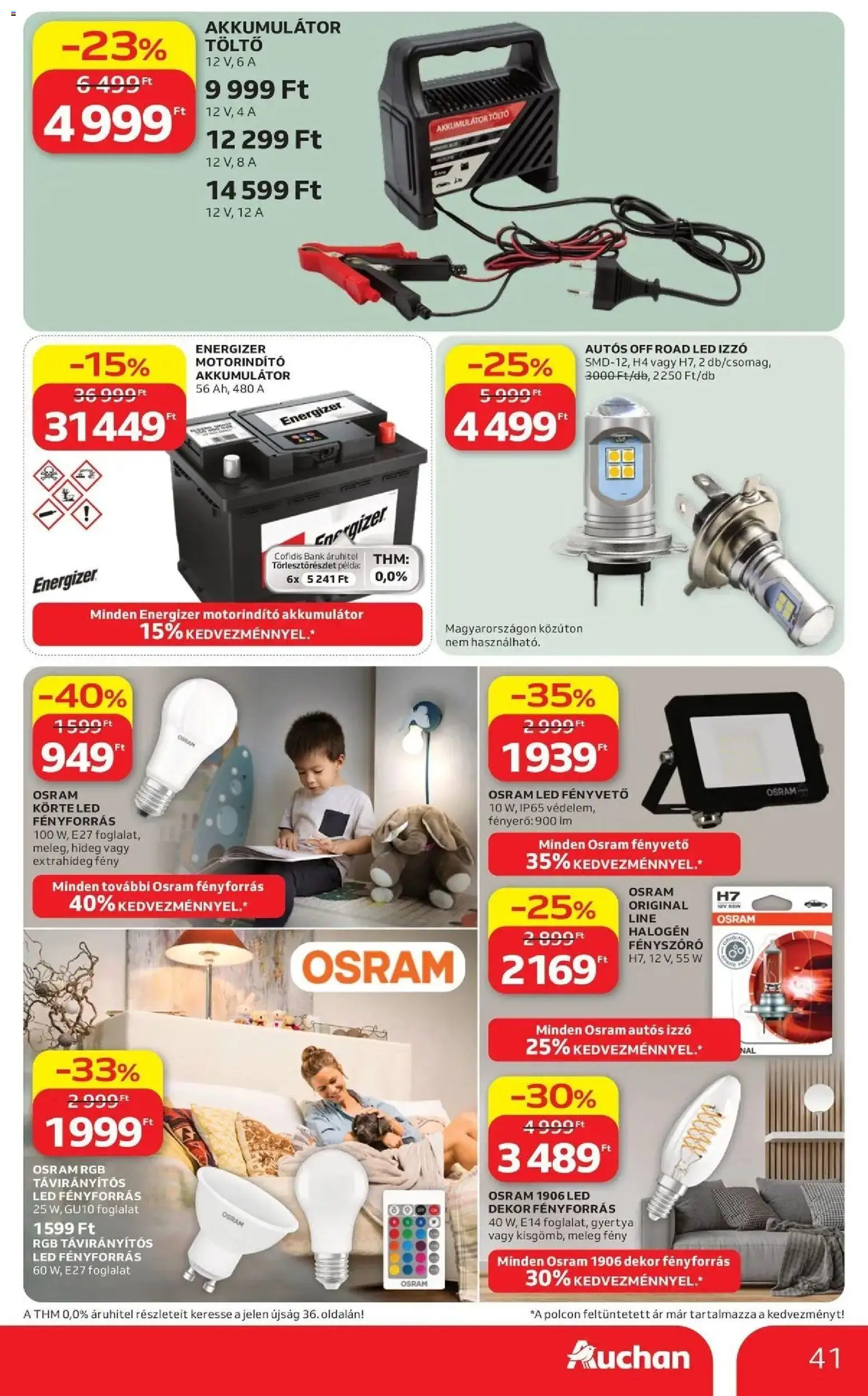 Auchan akciós újság Szolnok - 2026.08.13. -tól/töl > akció, lapozható szórólap 🛍️ | Oldal: 41 | Termékek: Foglalat, Akkumulátor, Gyertya, Akkumulátor töltő