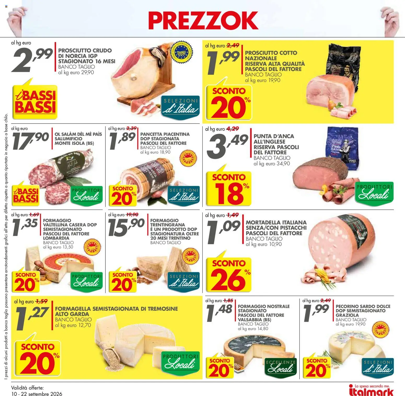 Volantino Italmark del 10/09/2026 | Pagina: 15 | Prodotti: Pancetta, Taglio, Pistacchi, Pecorino