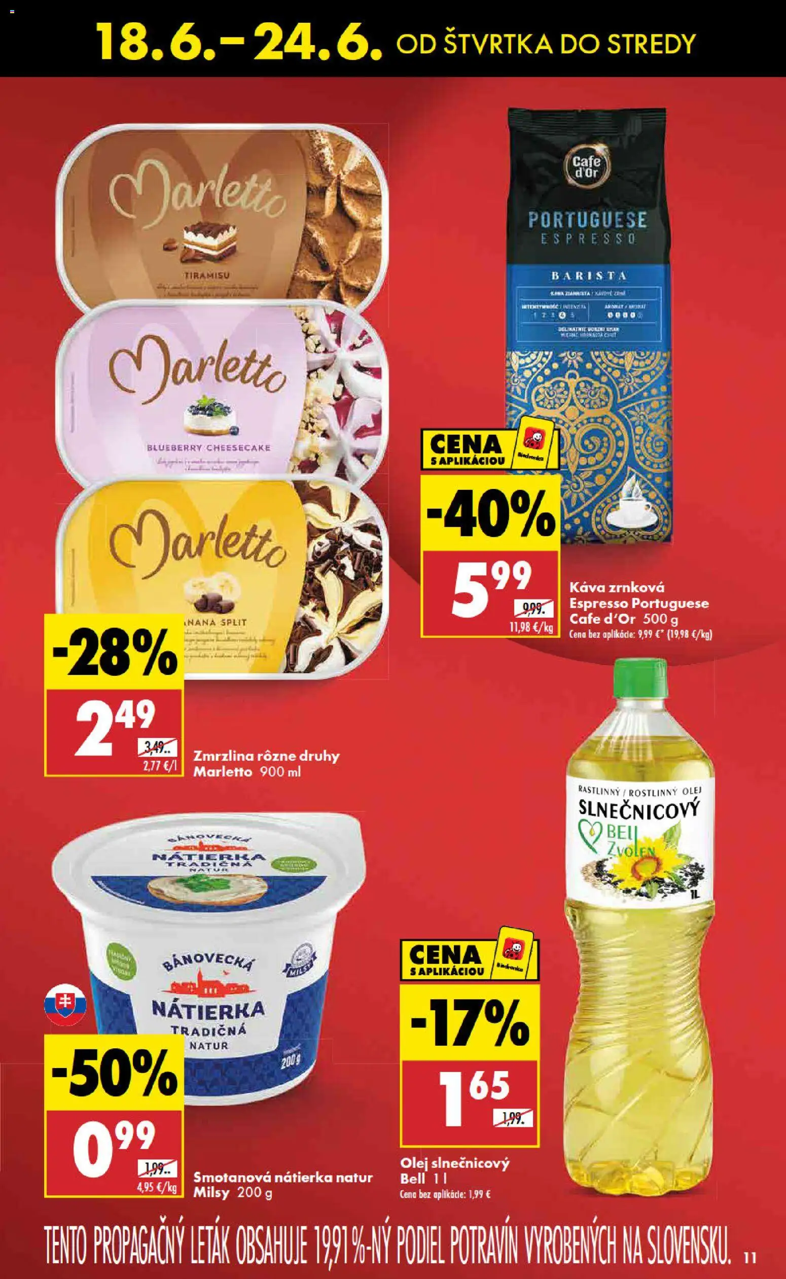 Nové Biedronka akcie – leták je platný od 18.06.2026 | Strana: 11 | Produkty: Olej, Káva, Barista, Zmrzlina