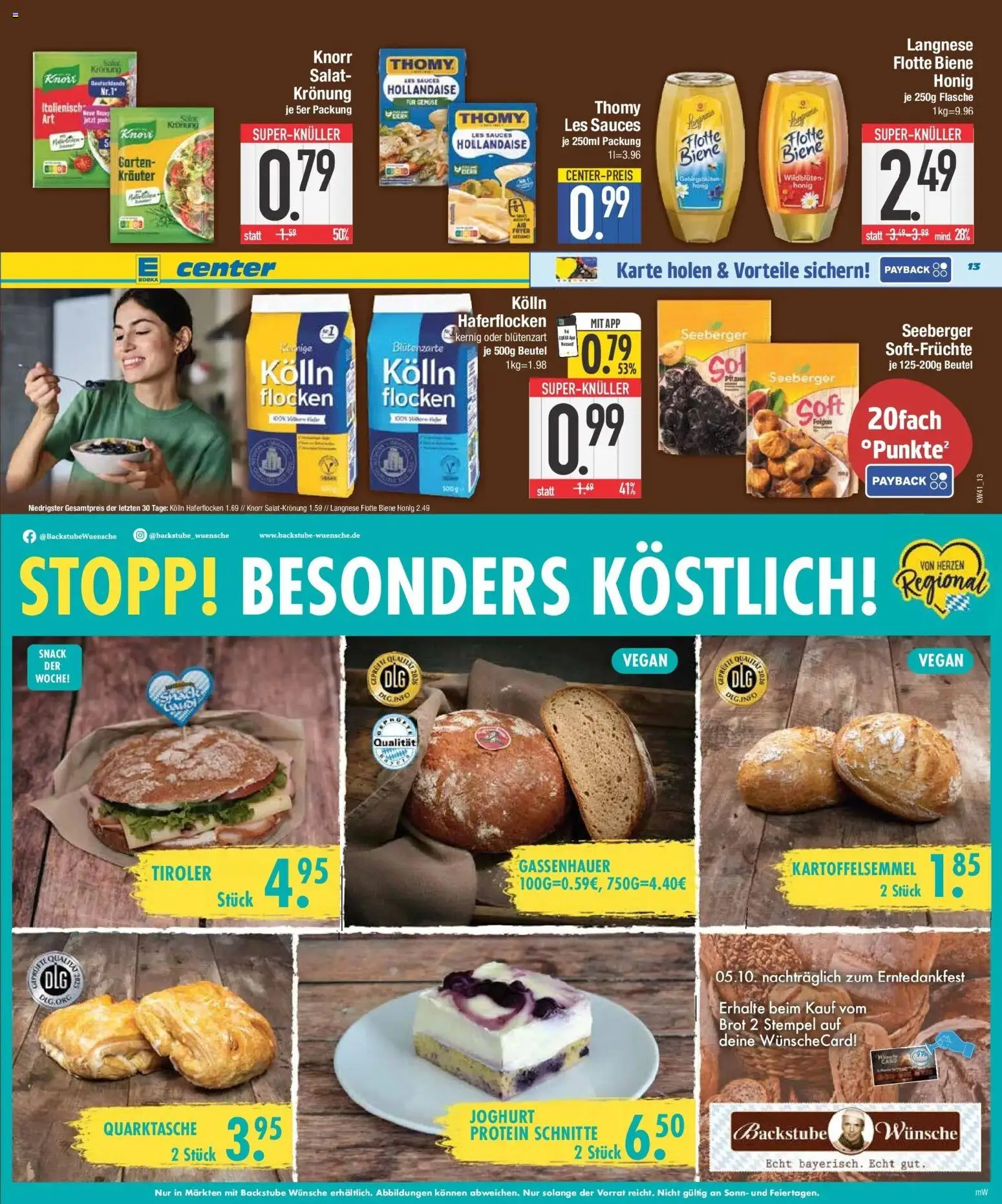 E center Prospekt Unterhaching (ab 05.10.2026) zum Blättern | Seite: 13 | Produkte: Langnese, Kolln haferflocken, Kolln, Joghurt